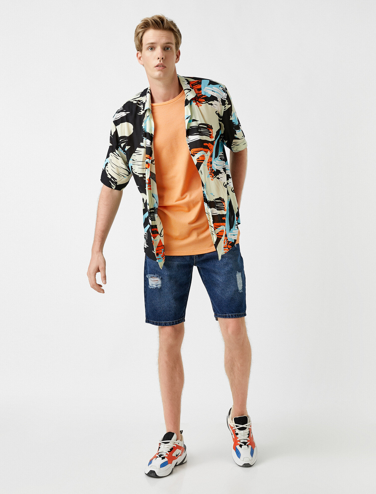   Eskitilmiş Jean Şort Pamuklu