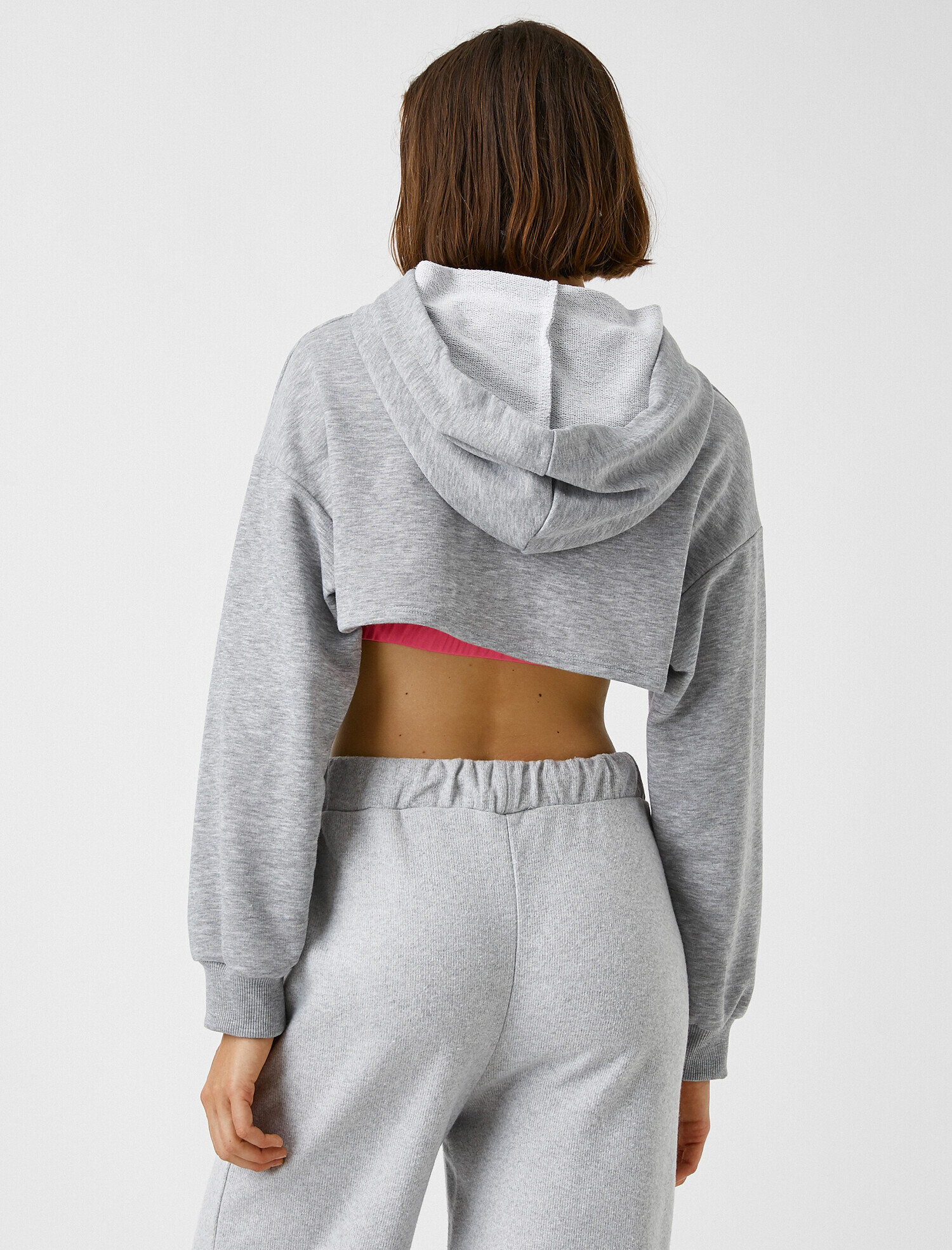   Kapüşonlu Uzun Kollu Kısa Sweatshirt