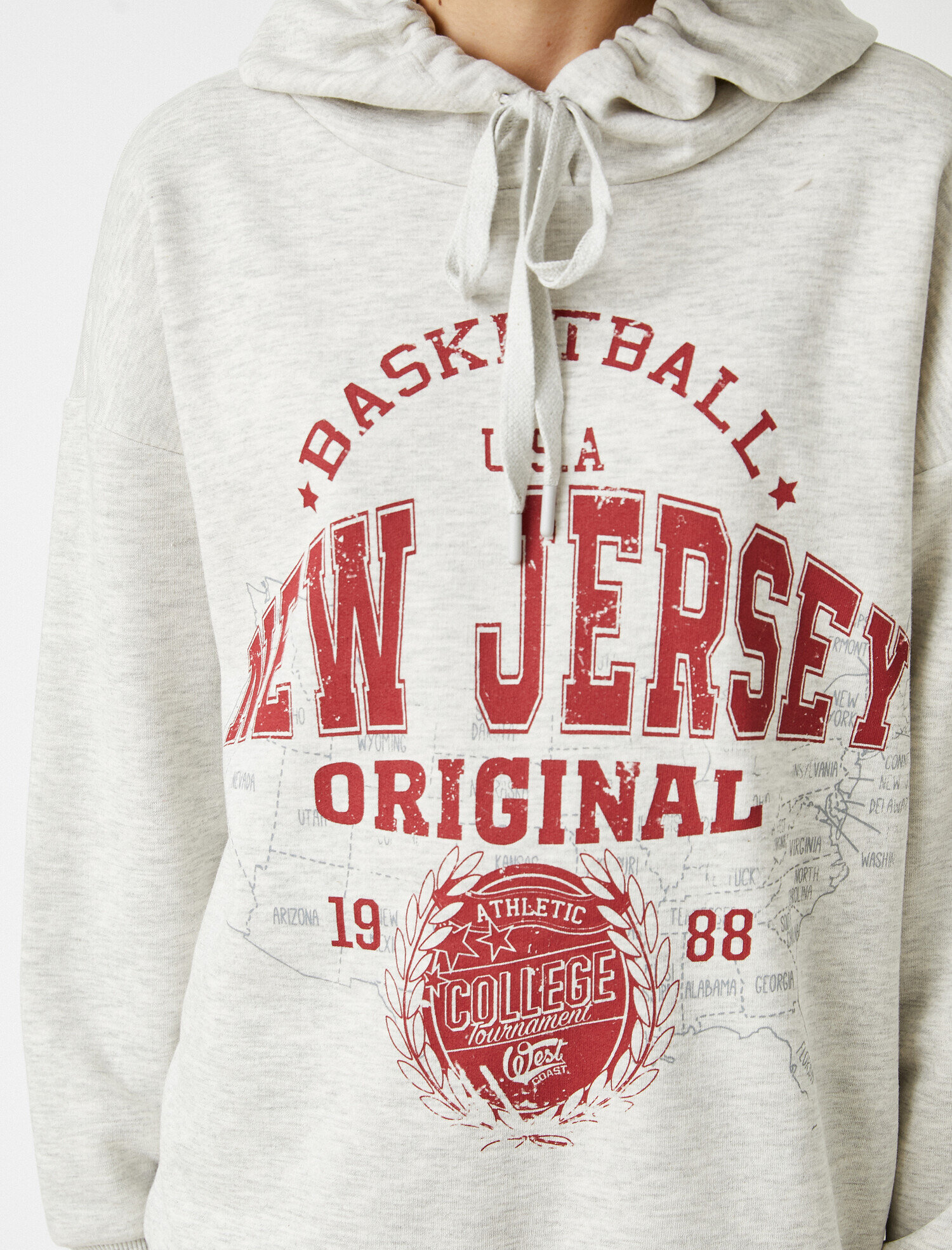   Baskılı Kapüşonlu Kolej Sweatshirt