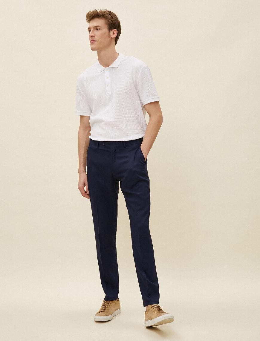   Klasik Pantolon Slim Fit Düğmeli Cep Detaylı