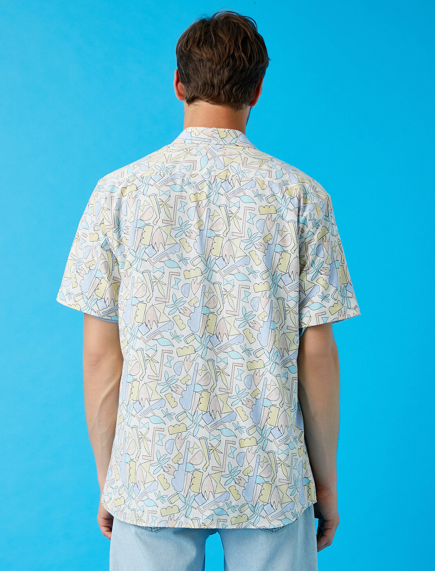   Kısa Kollu Gömlek Baskılı Pamuklu