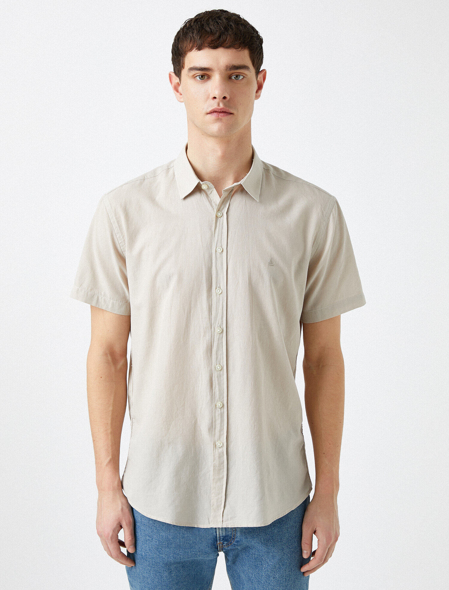   Kısa Kollu Gömlek Pamuklu Slim