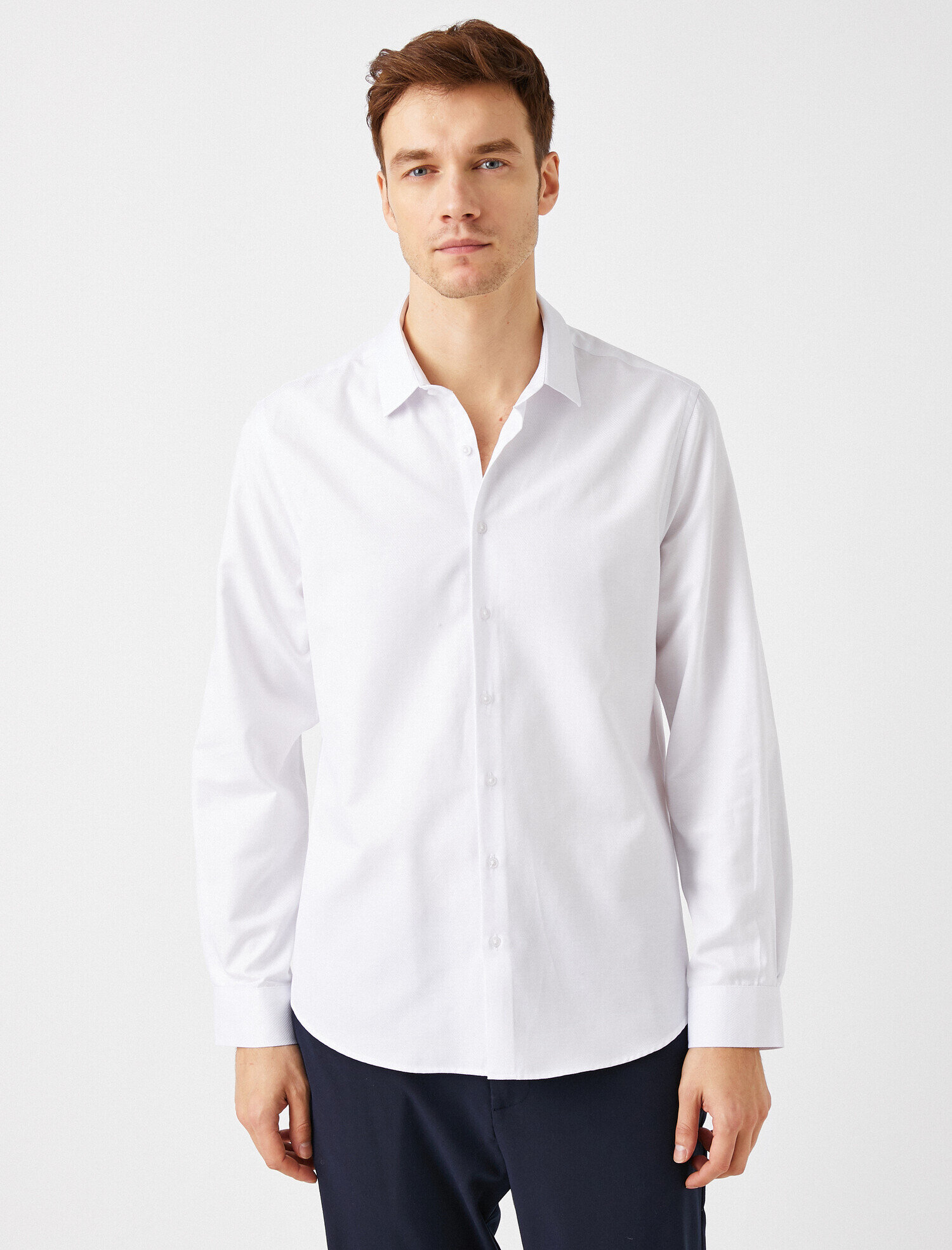   Klasik Yaka Pamuklu Uzun Kollu Gömlek Non Iron