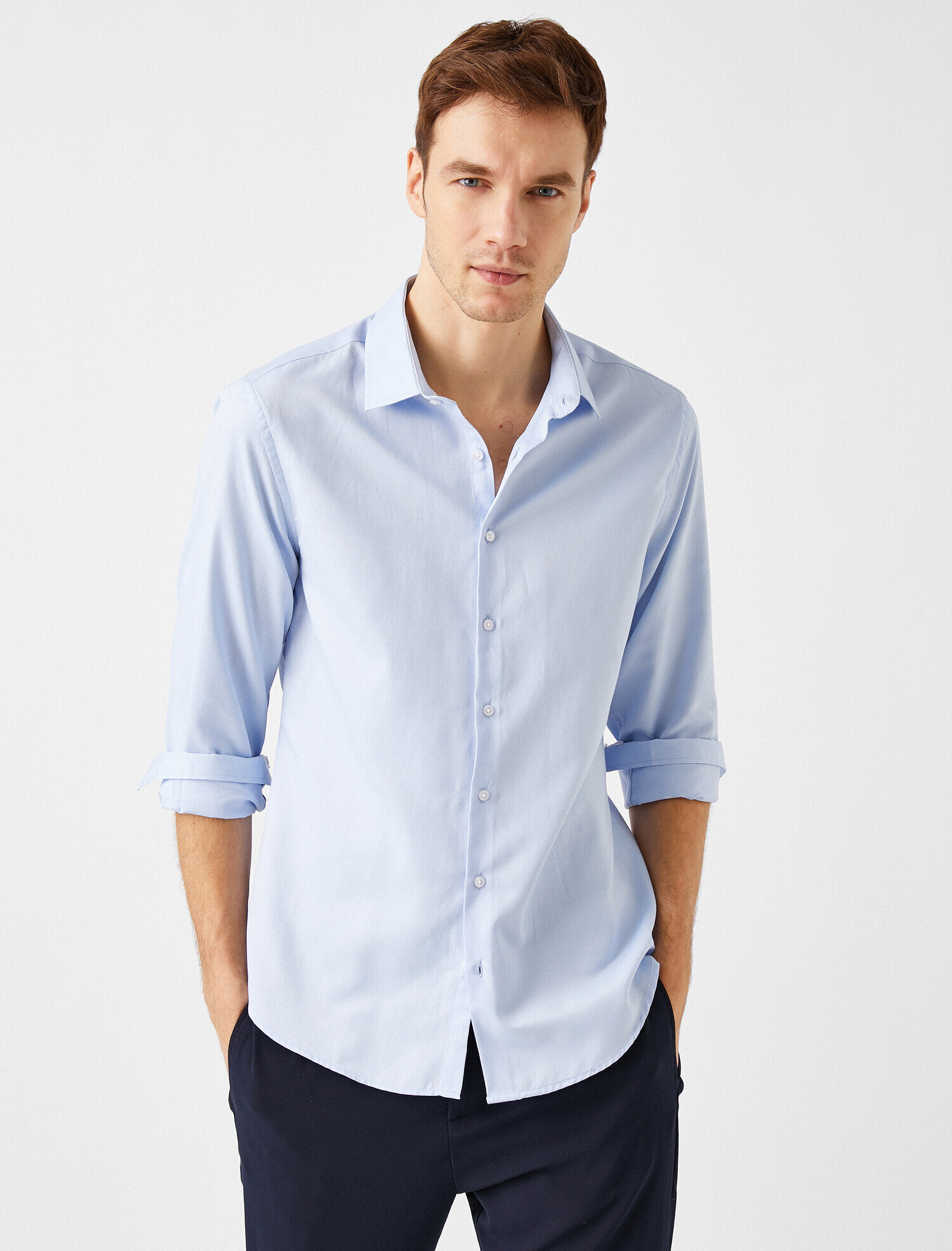   Klasik Yaka Pamuklu Uzun Kollu Gömlek Non Iron