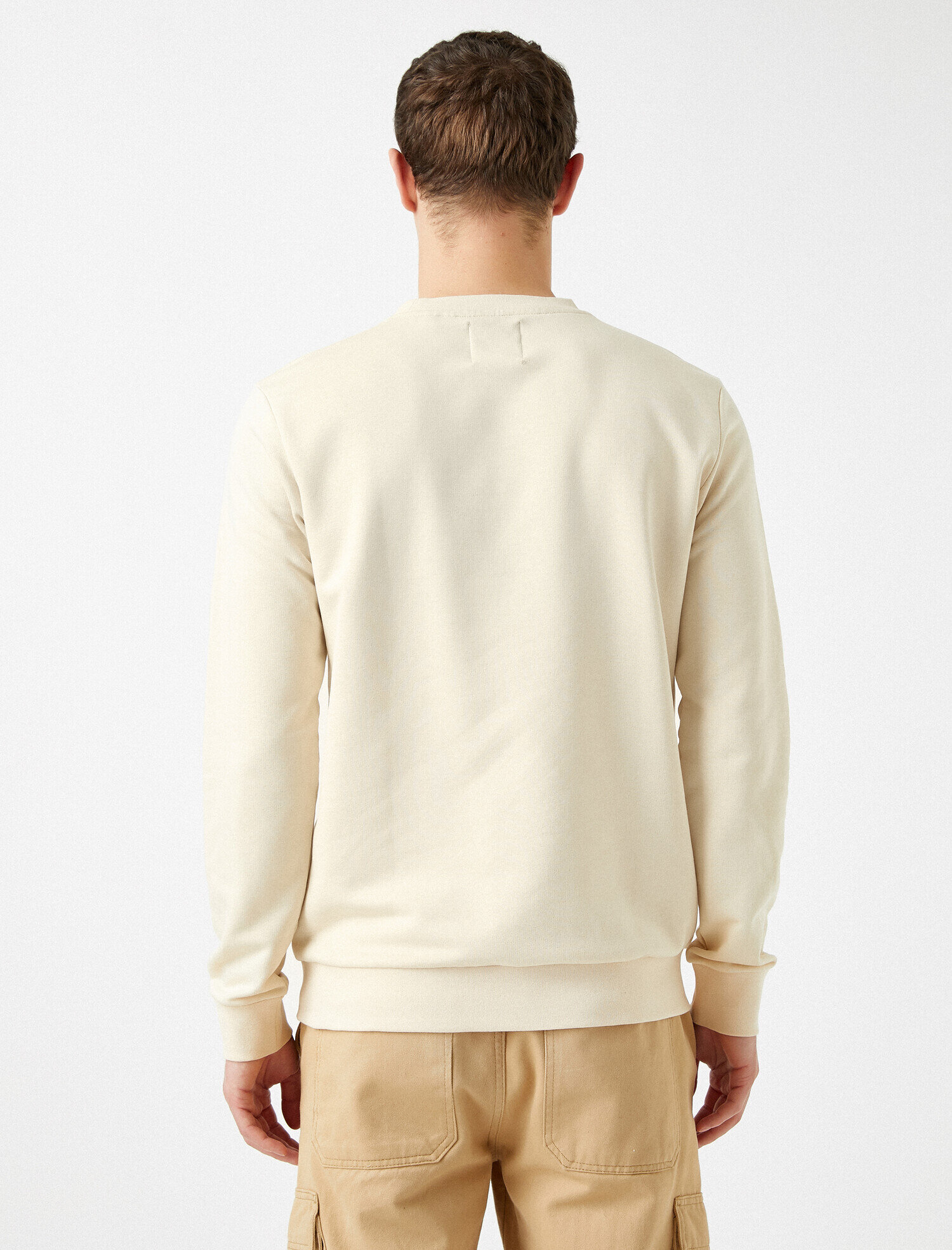 Pamuklu Basic Bisiklet Yaka Uzun Kollu Sweatshirt
