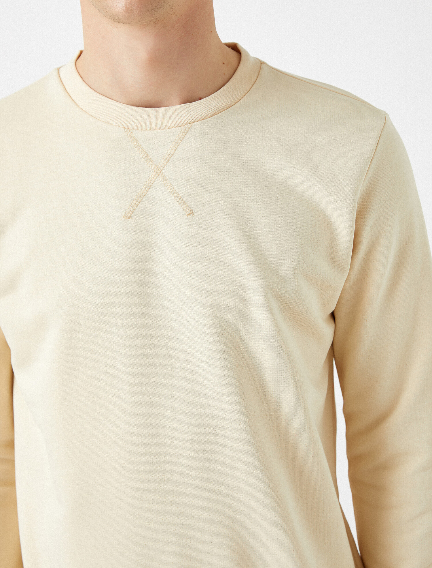 Pamuklu Basic Bisiklet Yaka Uzun Kollu Sweatshirt