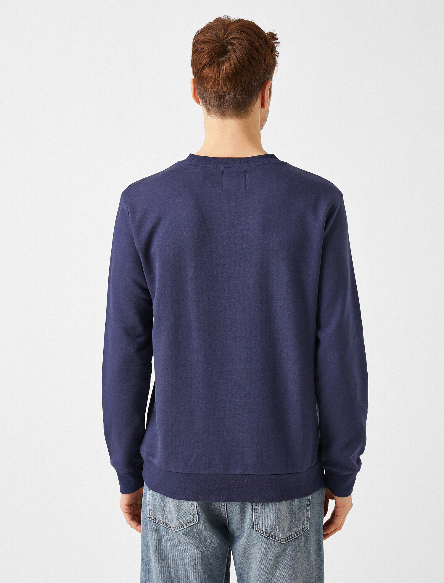   Pamuklu Basic Bisiklet Yaka Uzun Kollu Sweatshirt