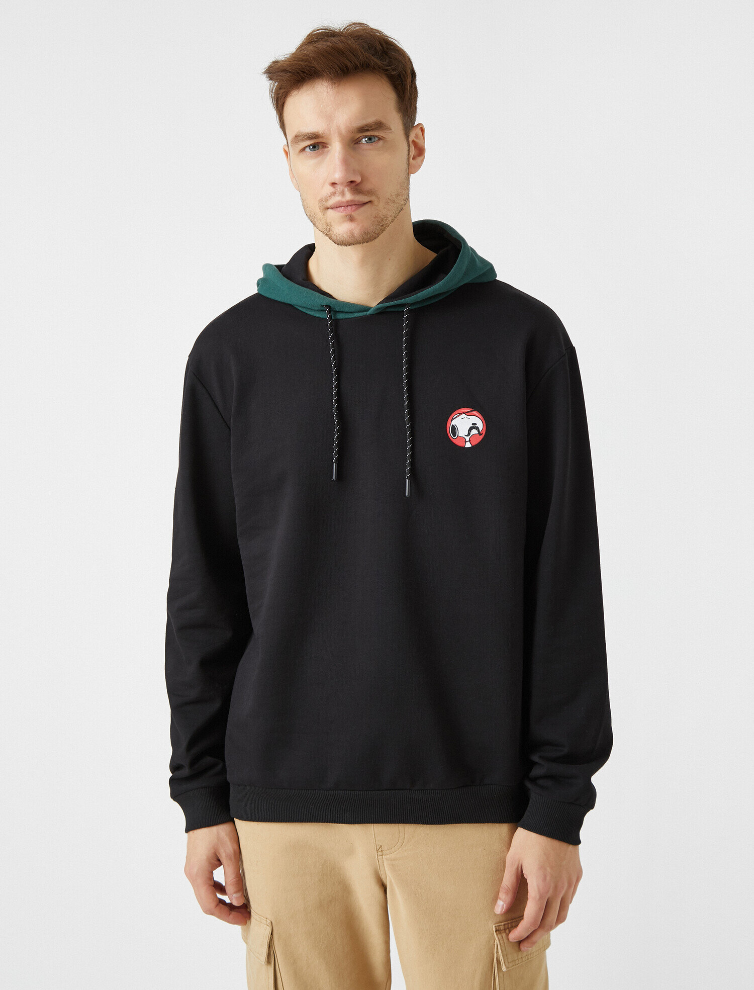   Snoopy Lisanslı Yazılı Baskılı Kapüşonlu Pamuklu Sweatshirt