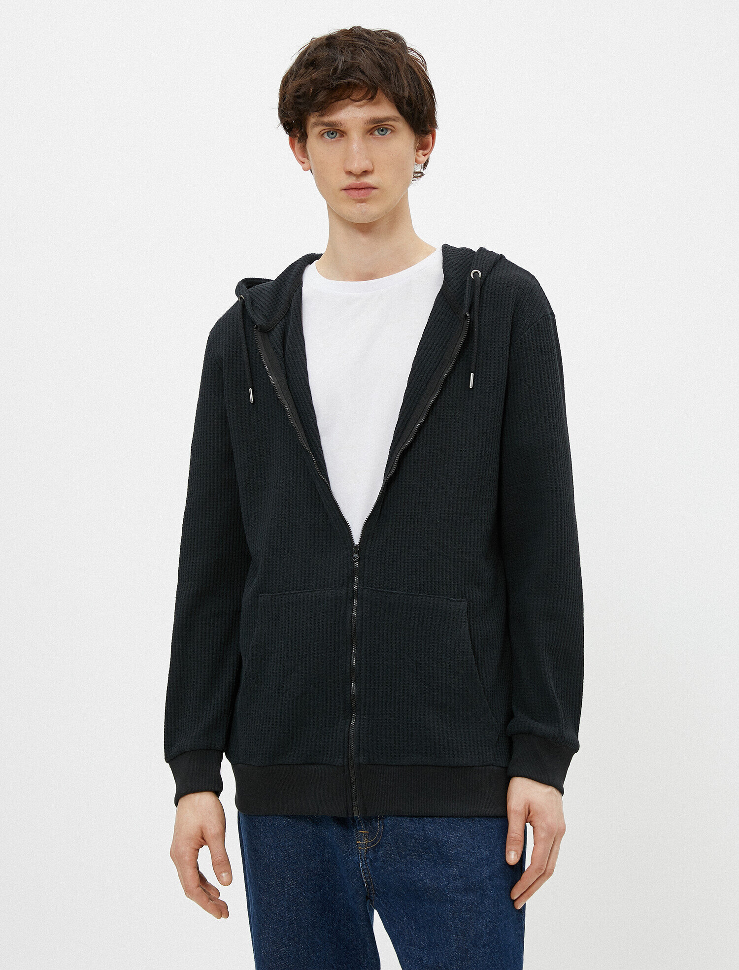   Kapşonlu Hırka Cepli Pamuklu