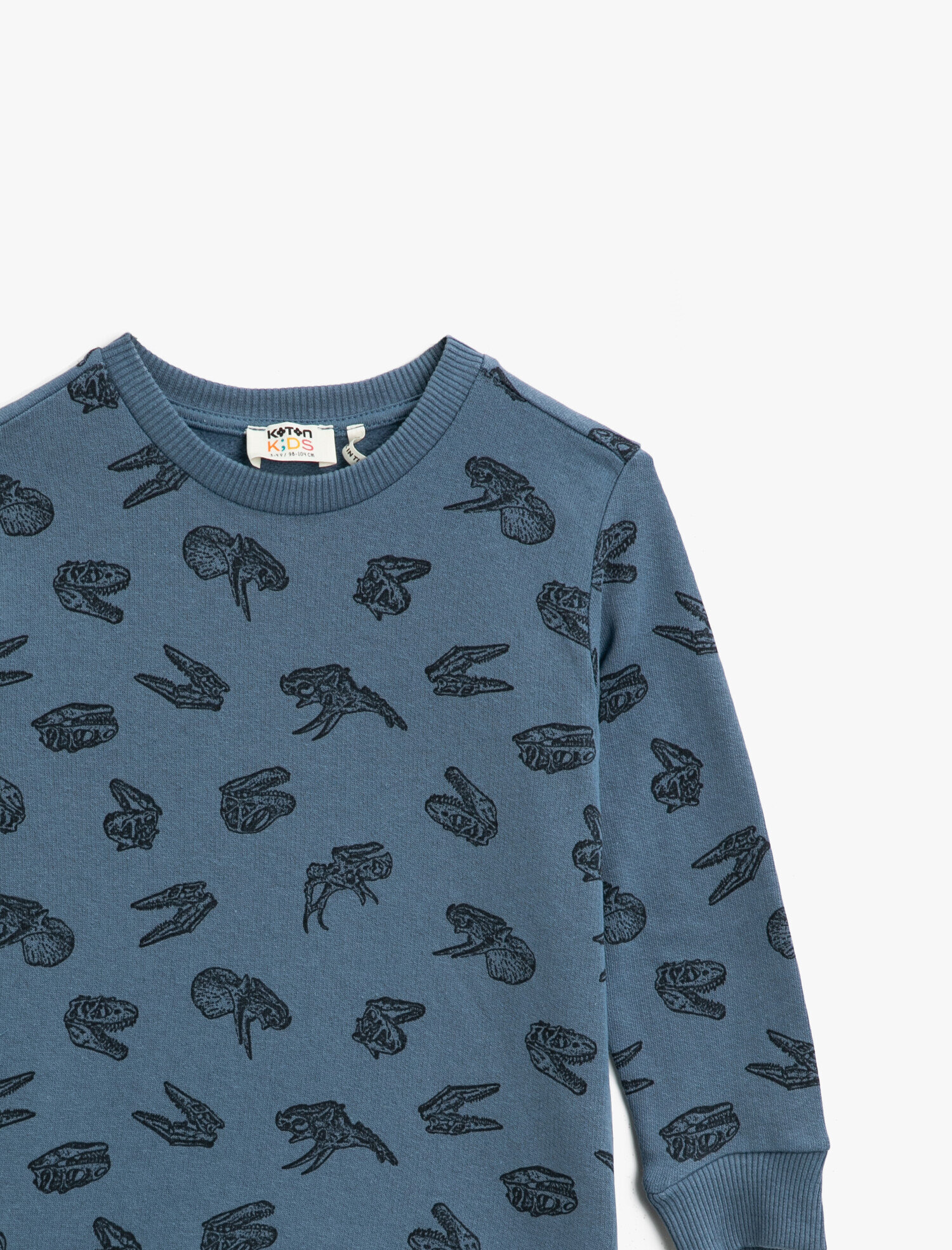 Erkek Çocuk Uzun Kollu Sweatshirt Baskılı Pamuklu Bisiklet Yaka