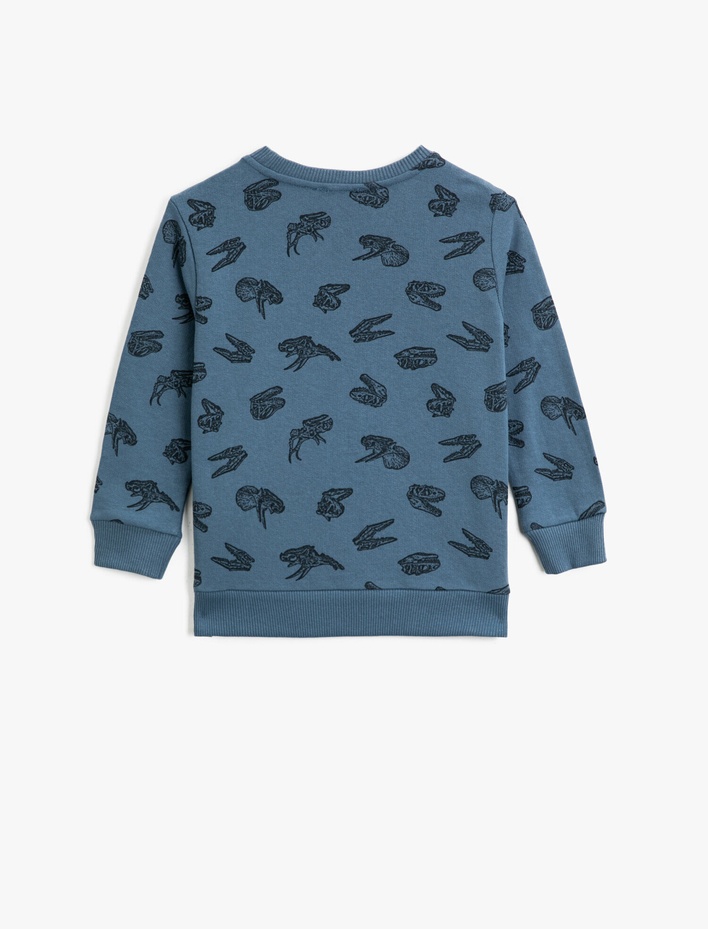 Erkek Çocuk Uzun Kollu Sweatshirt Baskılı Pamuklu Bisiklet Yaka