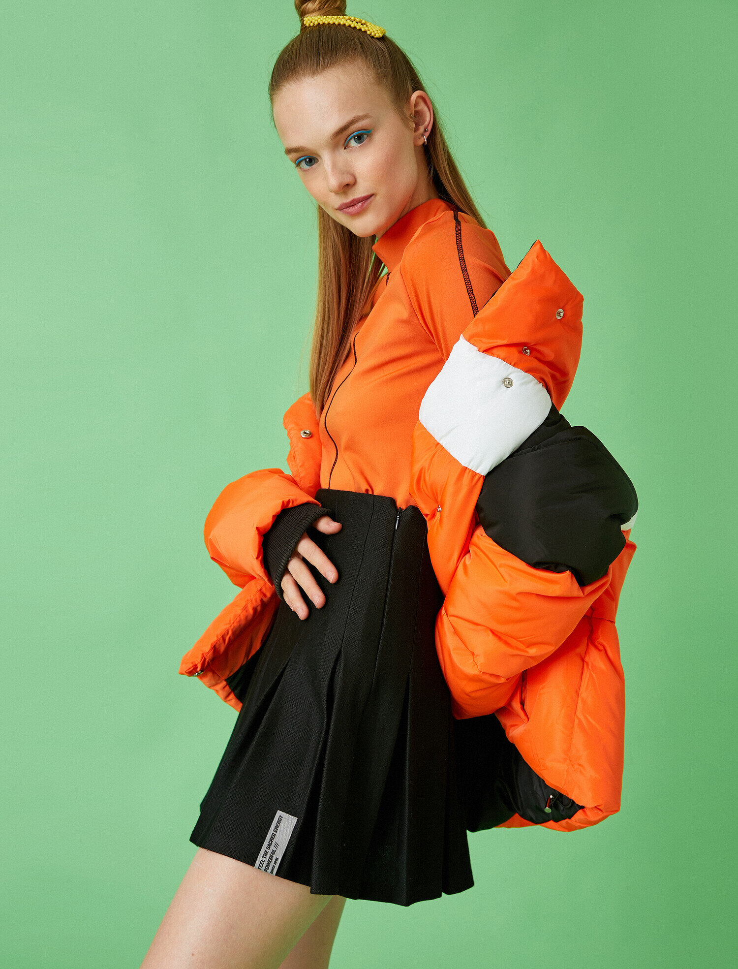   Pileli Mini Etek Pamuklu