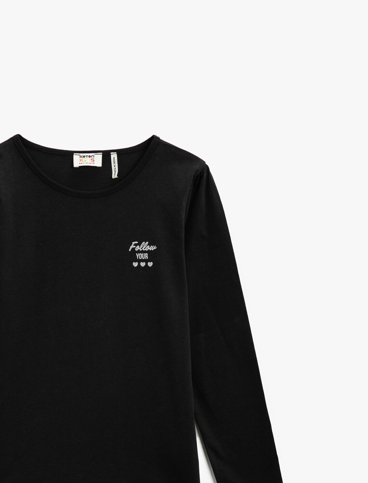  Kız Çocuk Pamuklu Yazılı Baskılı Uzun Kollu Bisiklet Yaka Tişört