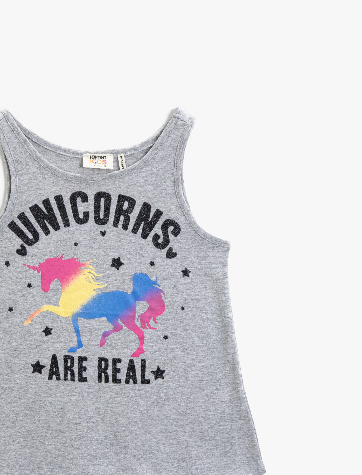  Kız Çocuk Sloganlı Atlet Unicorn Baskılı