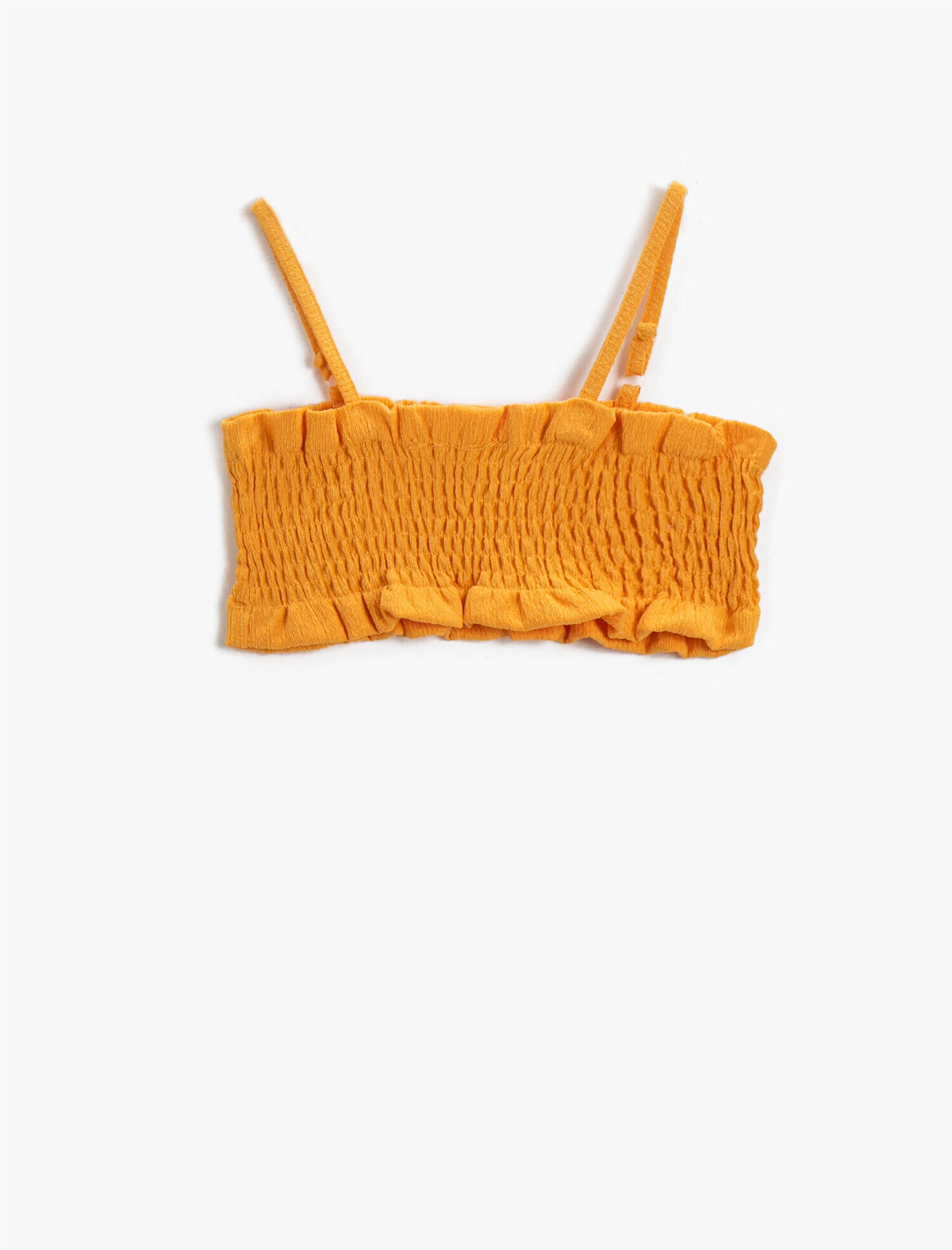  Kız Çocuk Büzgülü Kısa Atlet İnce Askılı