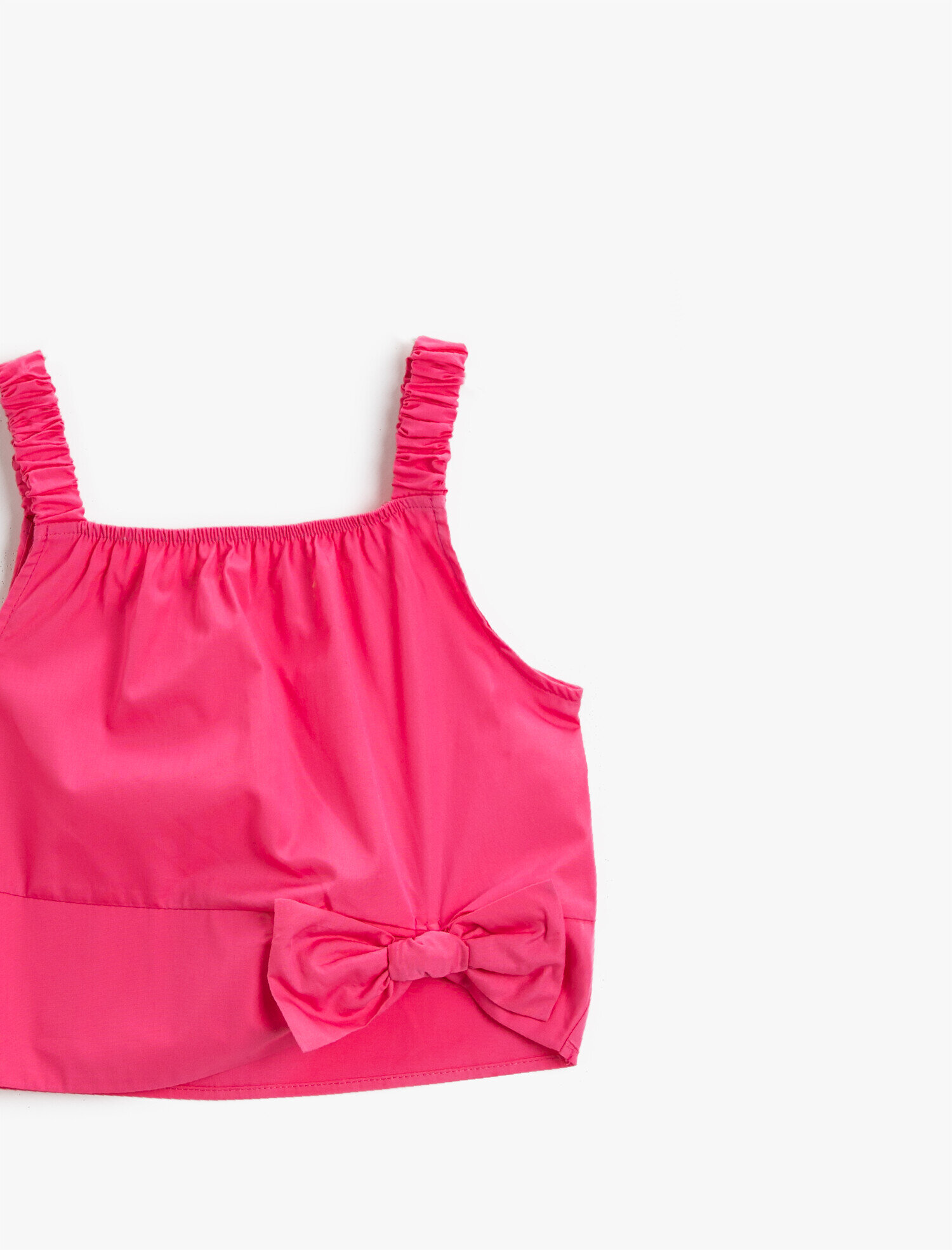  Kız Çocuk Kurdele Detaylı Bluz Askılı Pamuklu