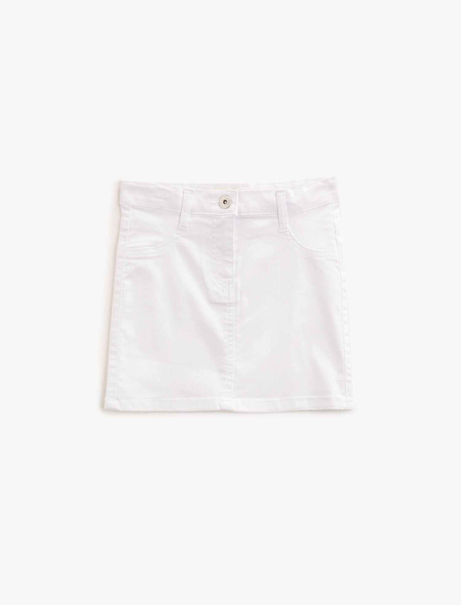  Kız Çocuk Düğmeli Etek Pamuklu Cepli Basic