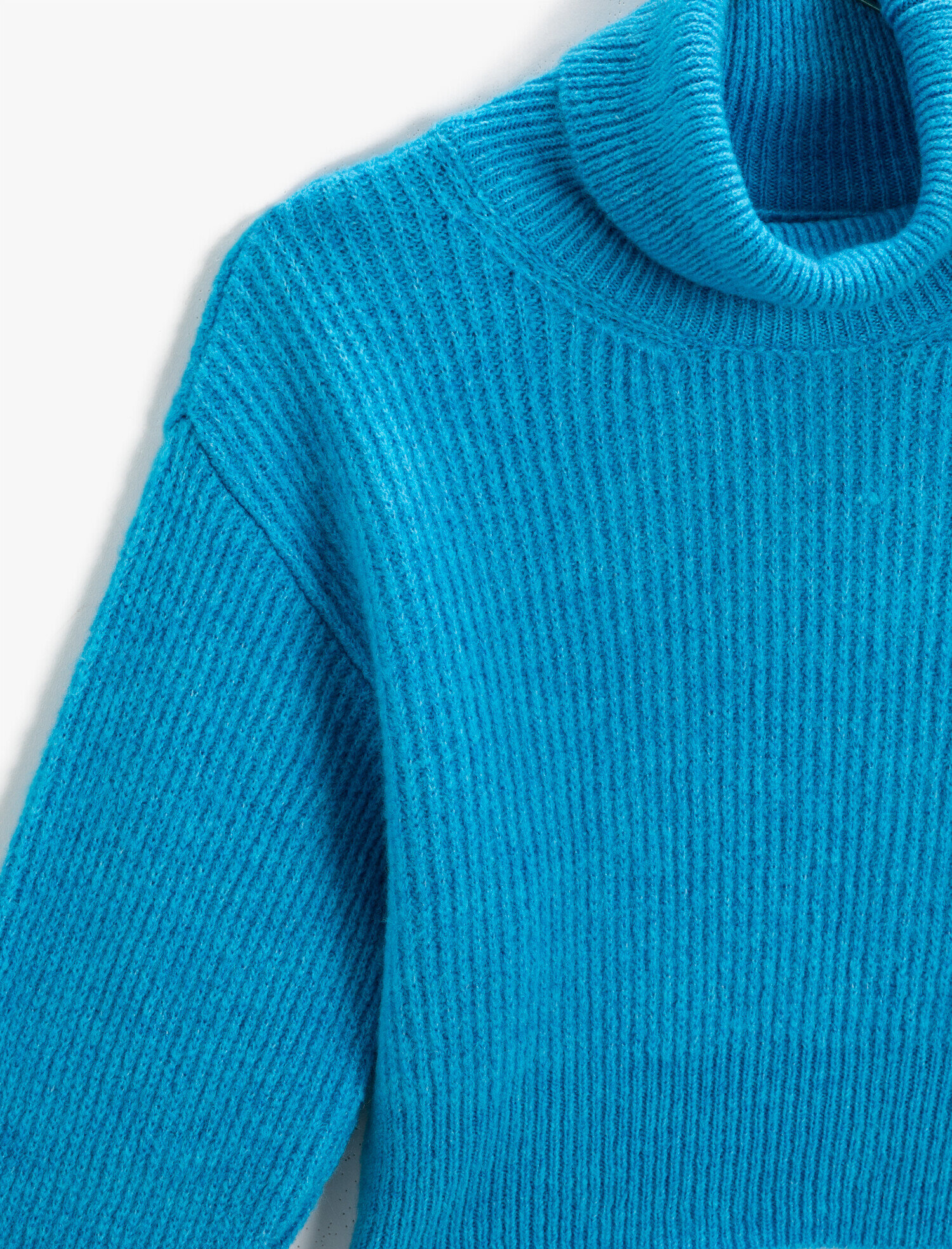   Crop Balıkçı Yaka Fitilli Triko Kazak