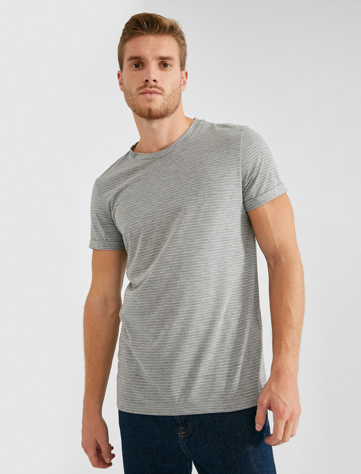 Çizgili Kısa Kollu Basic Tişört