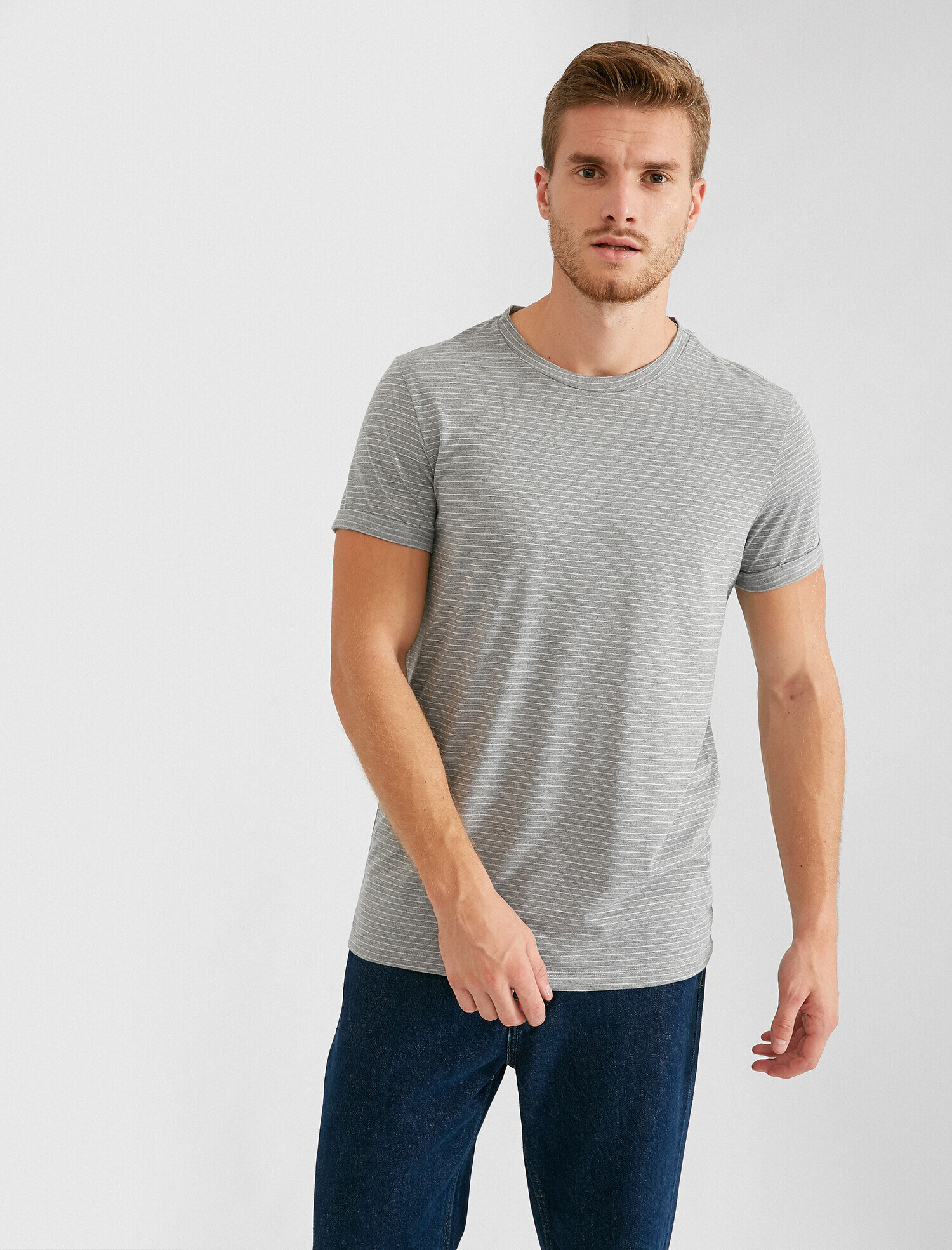 Çizgili Kısa Kollu Basic Tişört