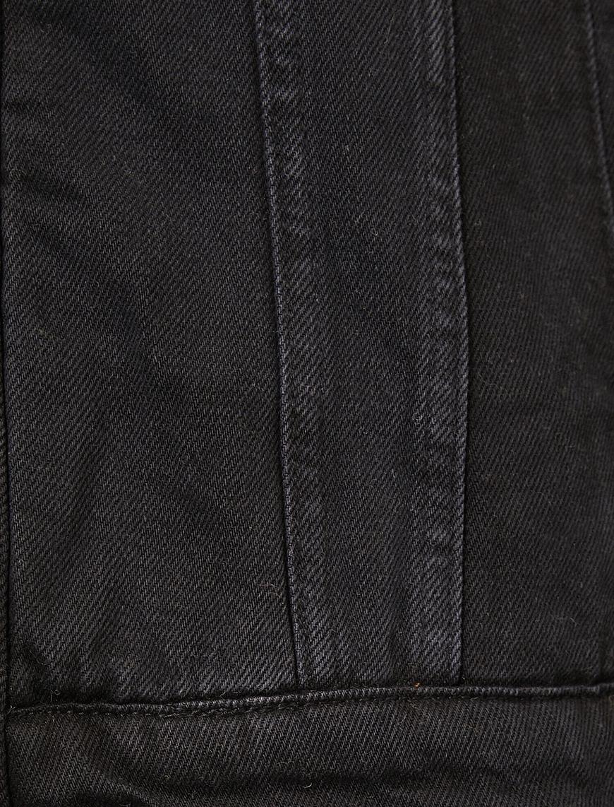   Fermuar Detaylı Jean Ceket