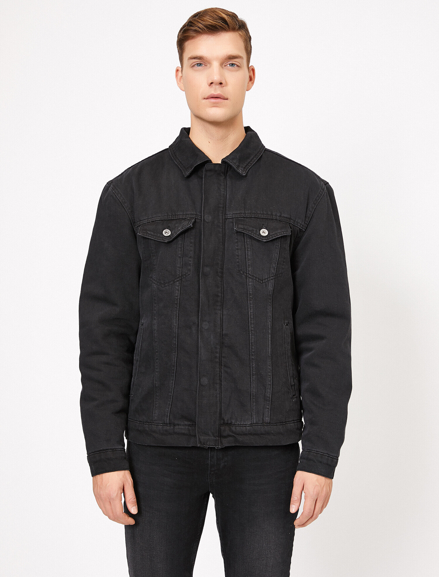   Fermuar Detaylı Jean Ceket