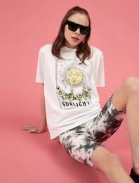 Baskılı Tişört Bisiklet Yaka Pamuklu