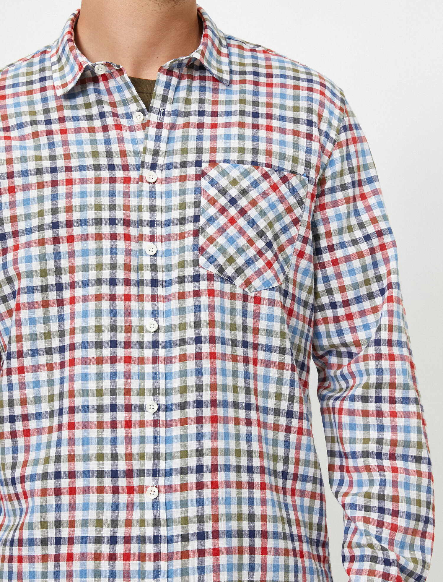   Kareli Cep Detaylı Gömlek