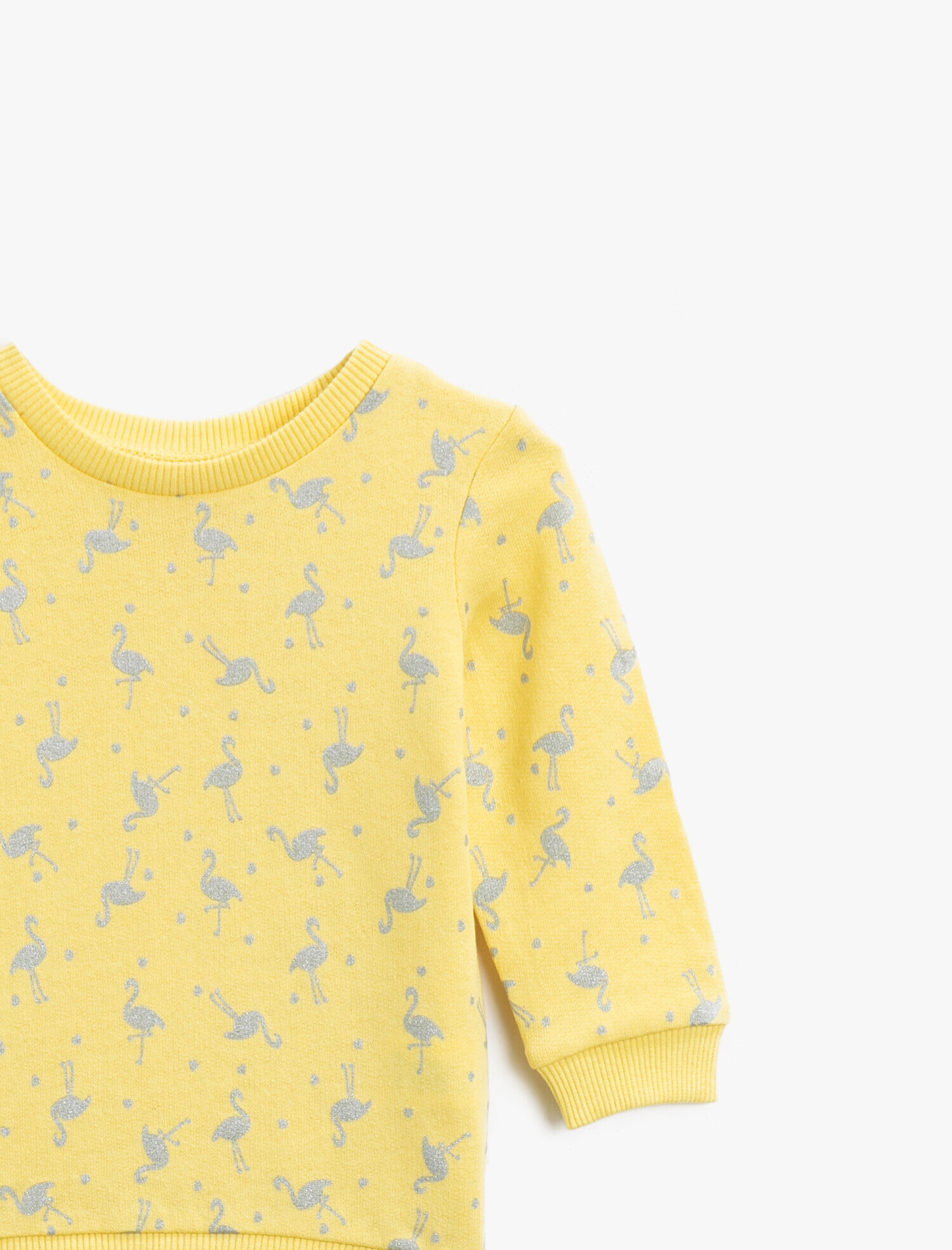  Kız Bebek Pamuklu Baskılı Bisiklet Yaka Uzun Kollu Sweatshirt