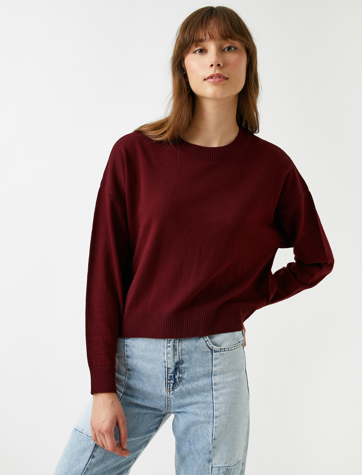   Bisiklet Yaka Triko Kazak Kaşmir Dokulu