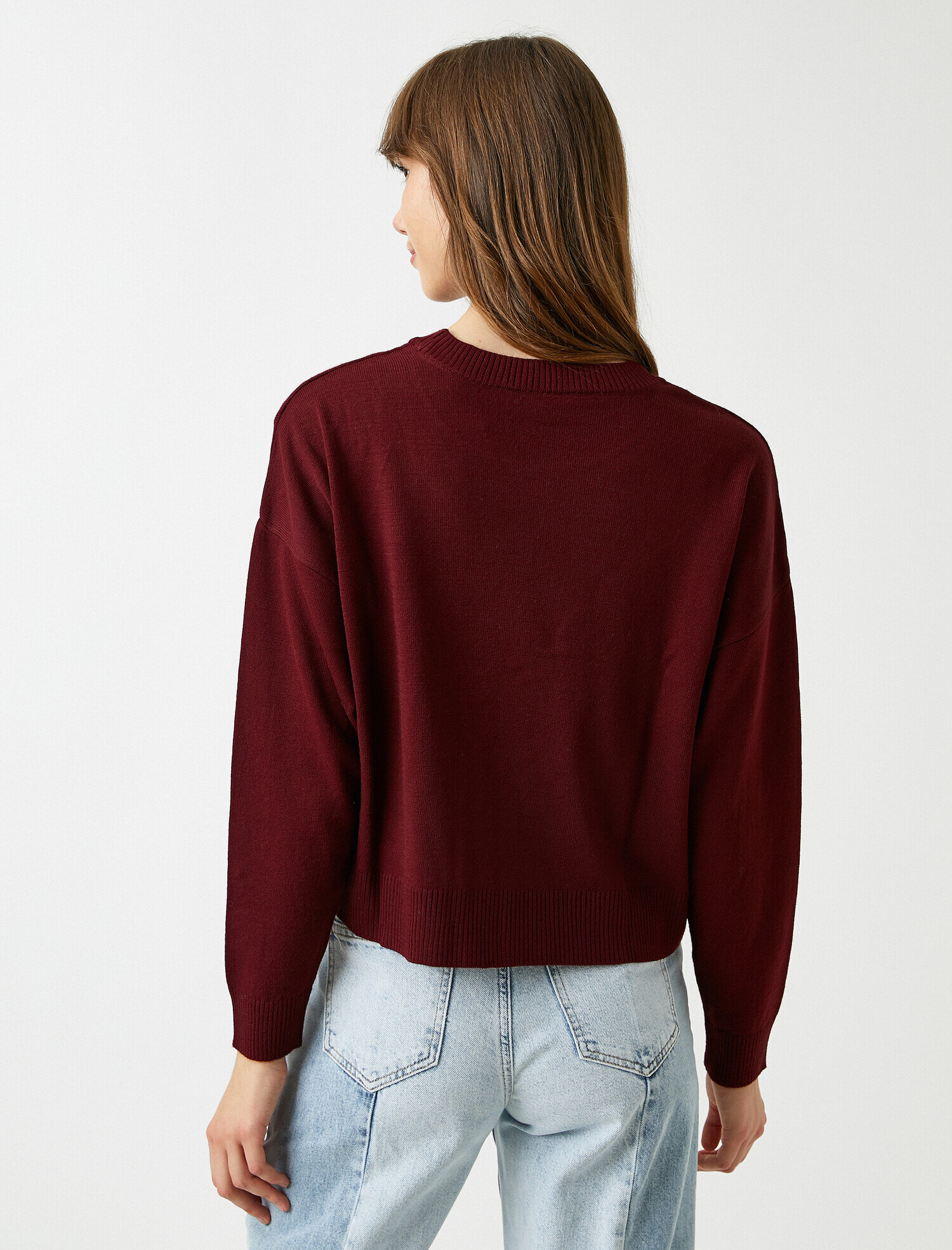   Bisiklet Yaka Triko Kazak Kaşmir Dokulu