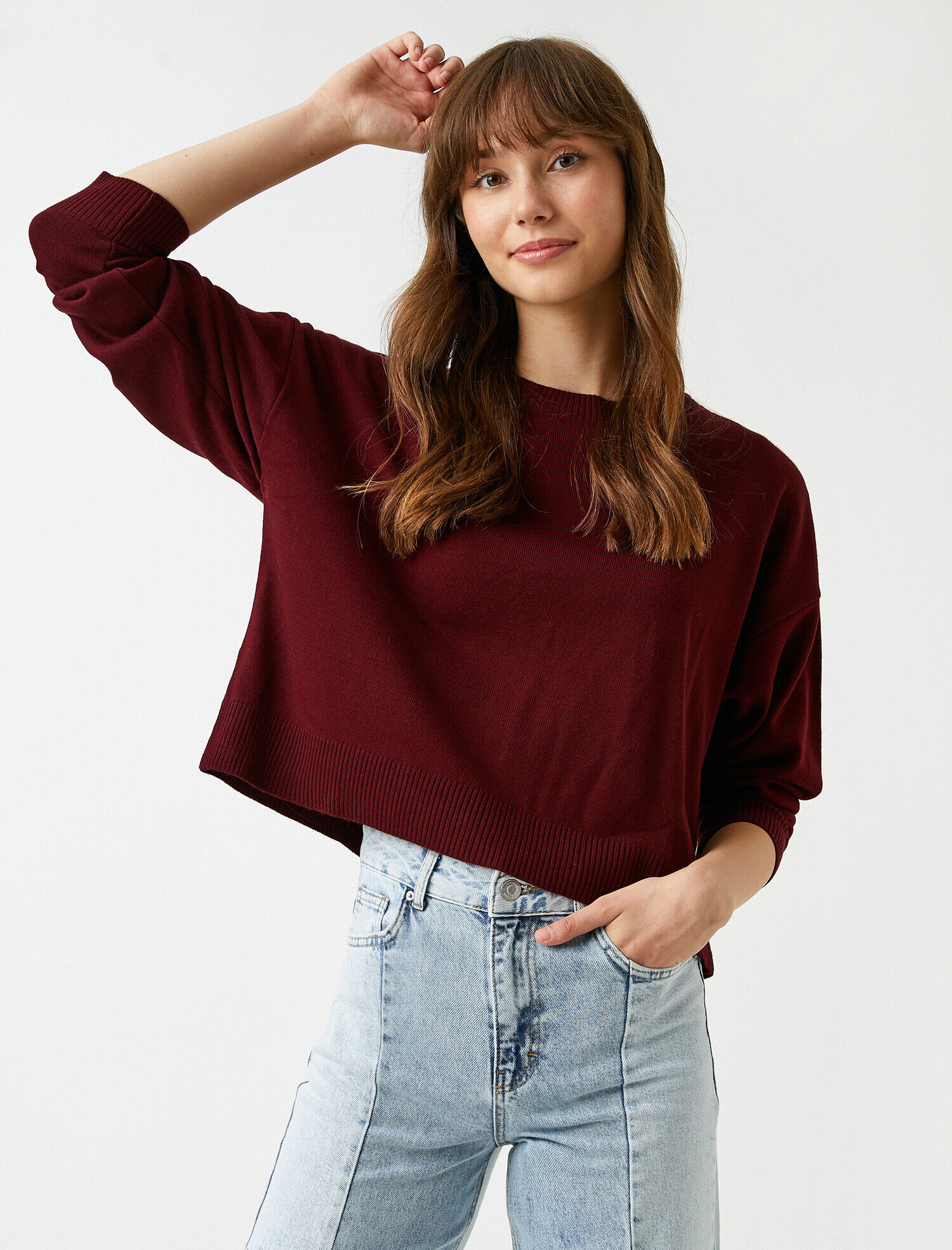   Bisiklet Yaka Triko Kazak Kaşmir Dokulu