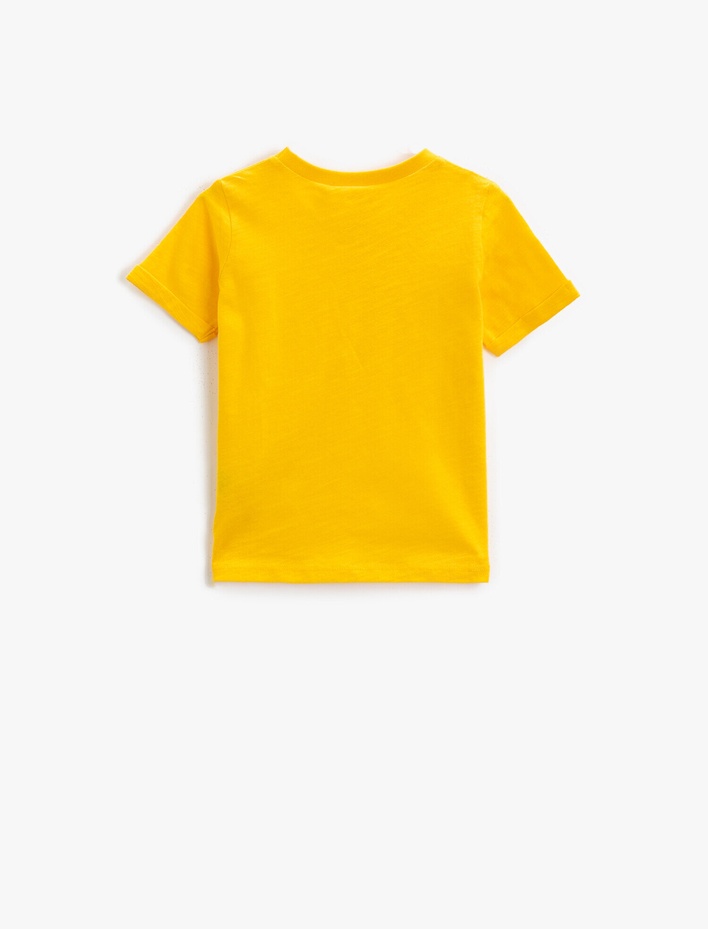 Erkek Bebek Baskılı Tişört Kısa Kollu Bisiklet Yaka Pamuklu Cepli