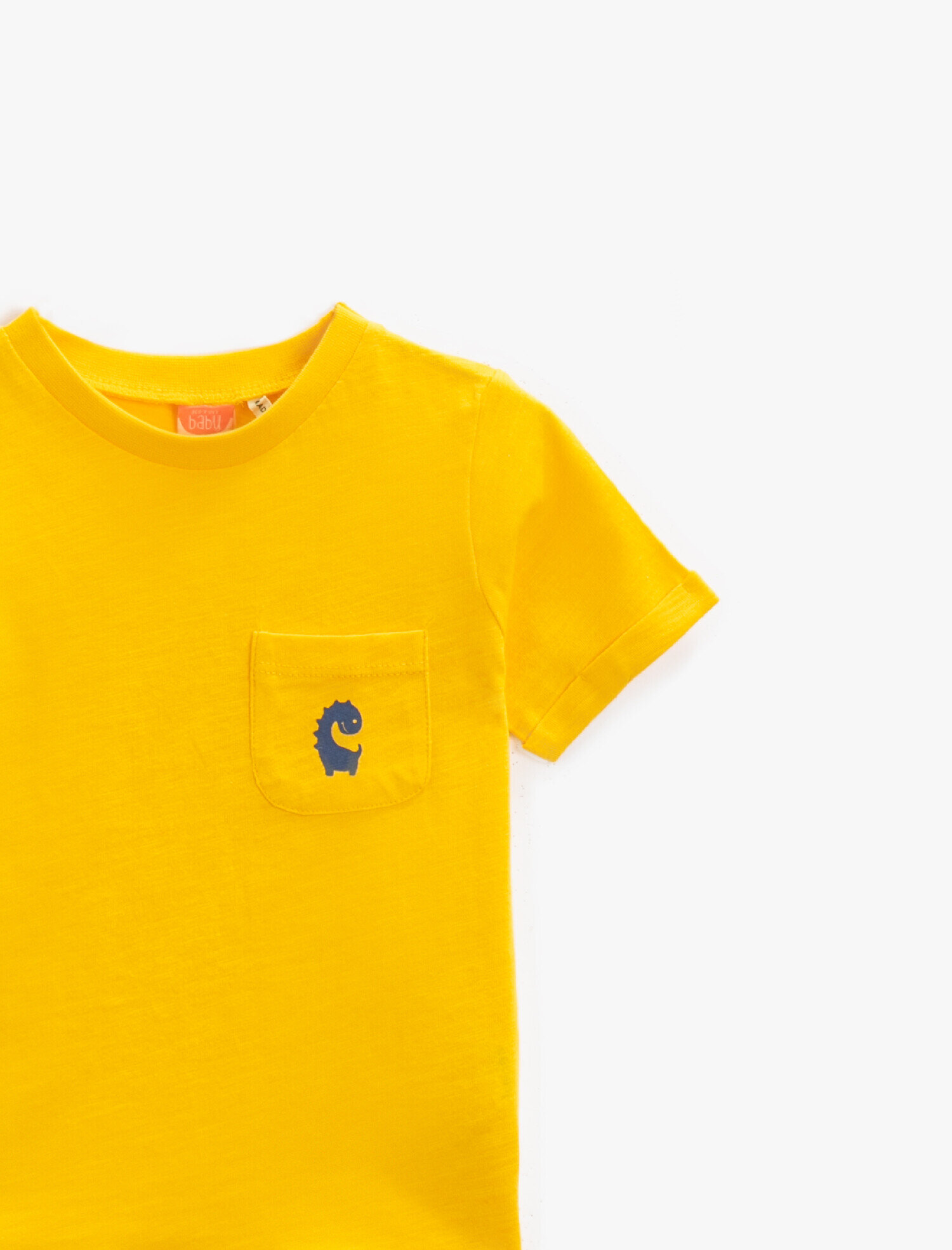  Erkek Bebek Baskılı Tişört Kısa Kollu Bisiklet Yaka Pamuklu Cepli