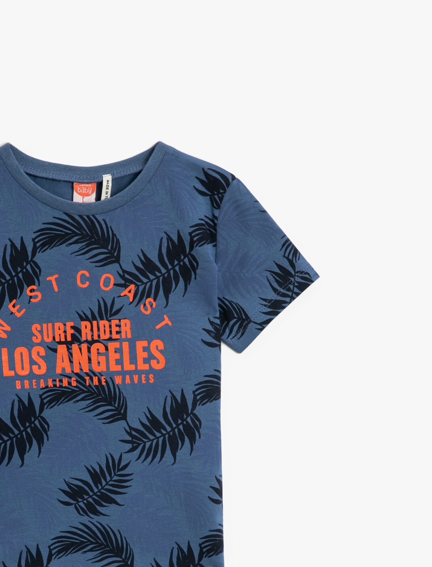  Erkek Bebek Kısa Kollu Tişört Pamuklu Baskılı Bisiklet Yaka