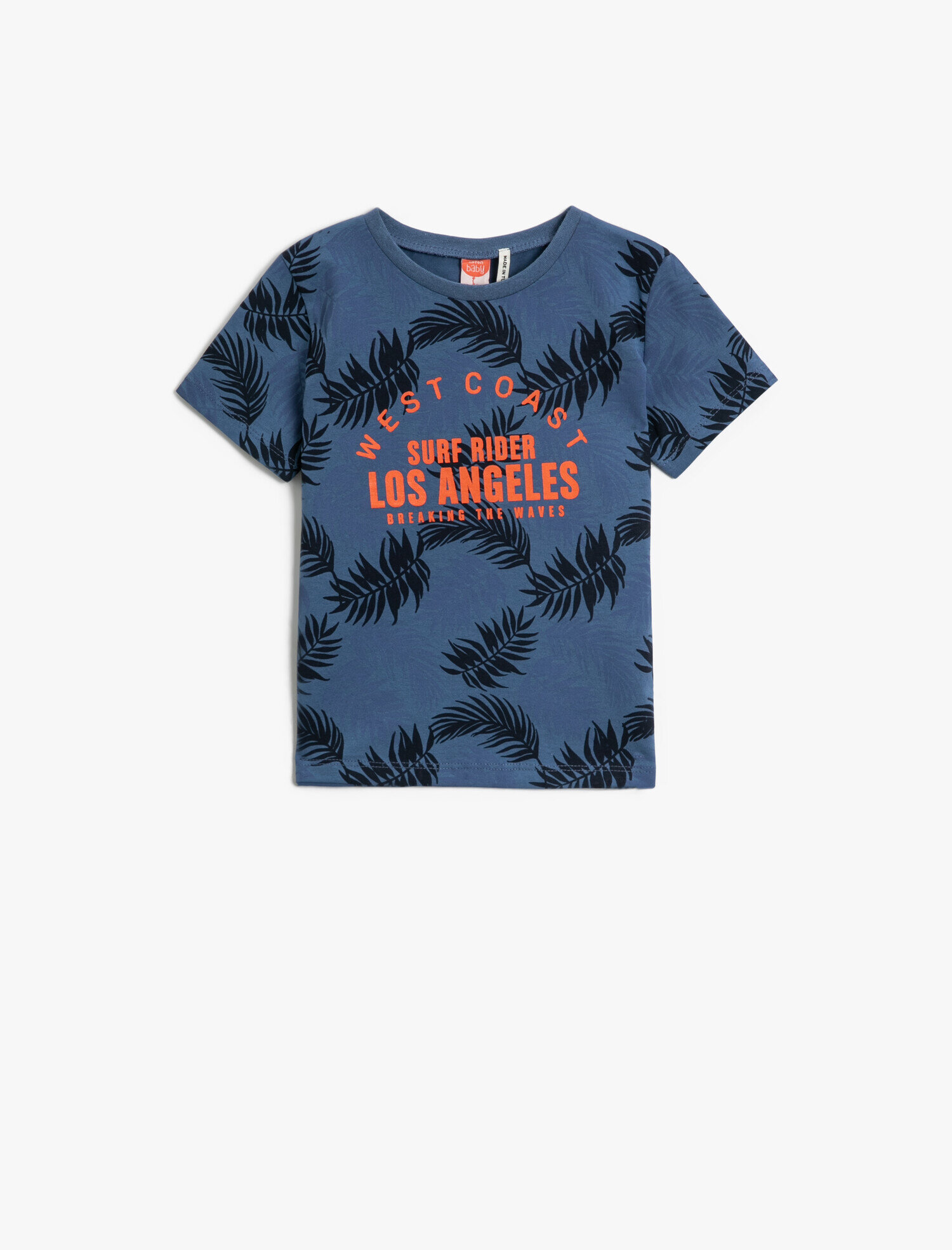  Erkek Bebek Kısa Kollu Tişört Pamuklu Baskılı Bisiklet Yaka