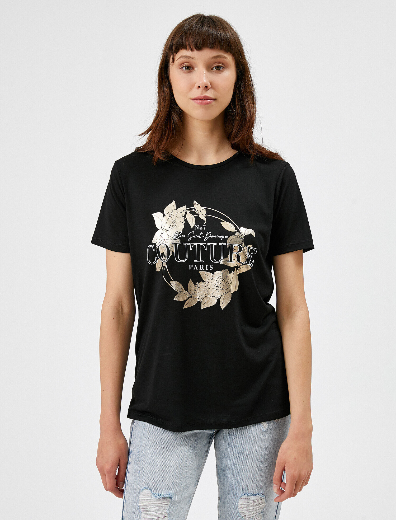   Kısa Kollu Tişört Yazılı Baskılı