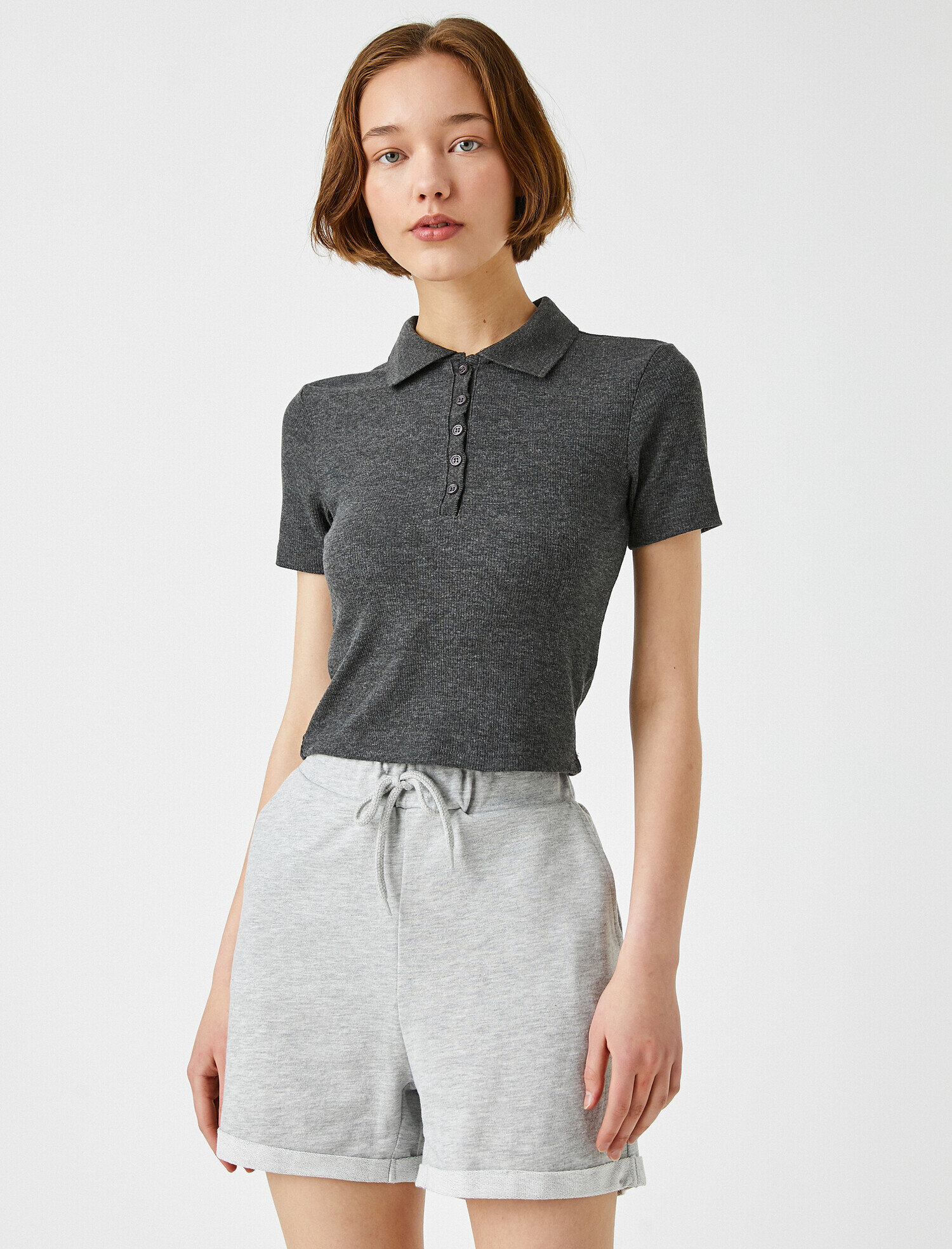   Polo Yaka Tişört Kısa Kollu Fitilli