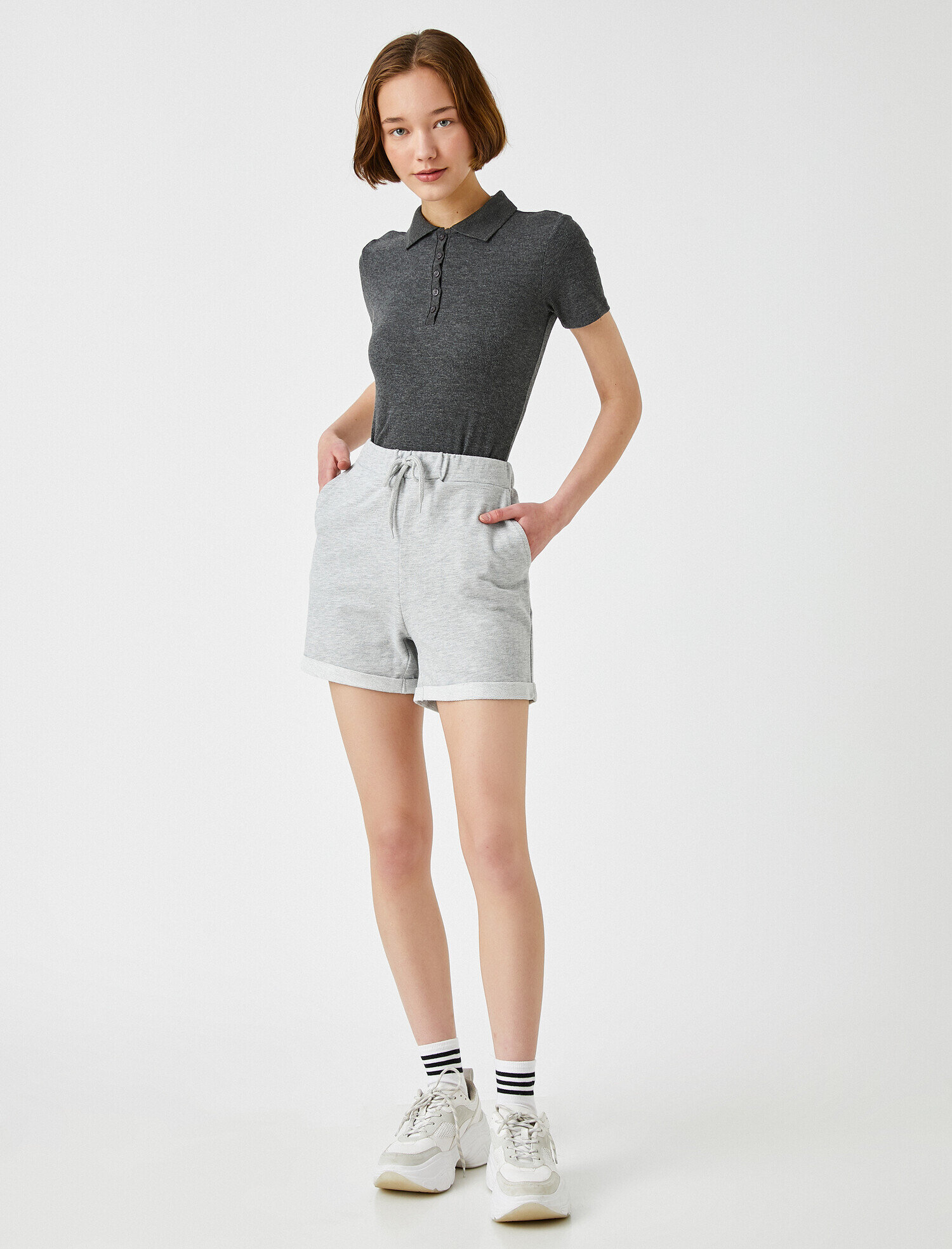   Polo Yaka Tişört Kısa Kollu Fitilli