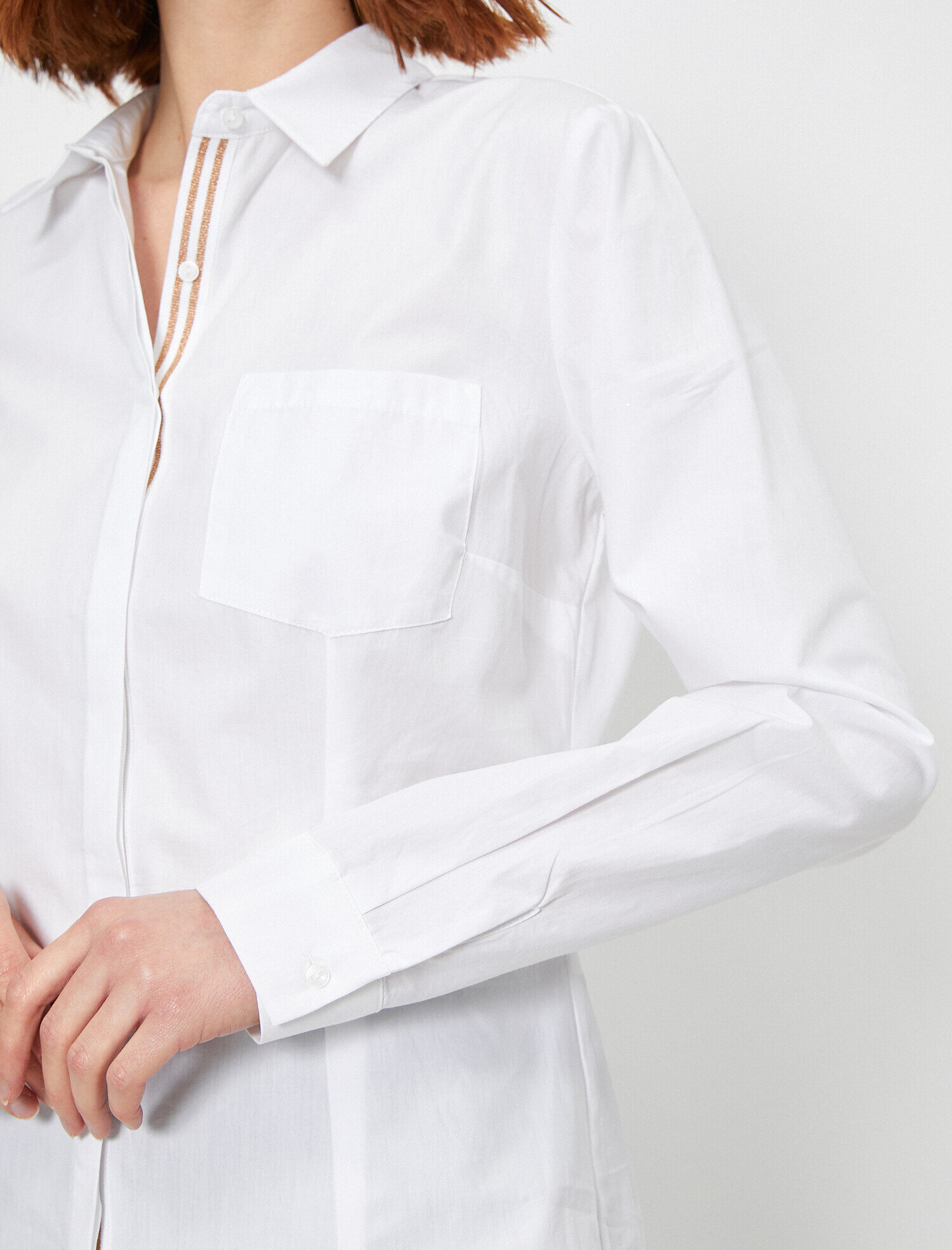   Şerit ve Cep Detaylı Pamuklu Gömlek