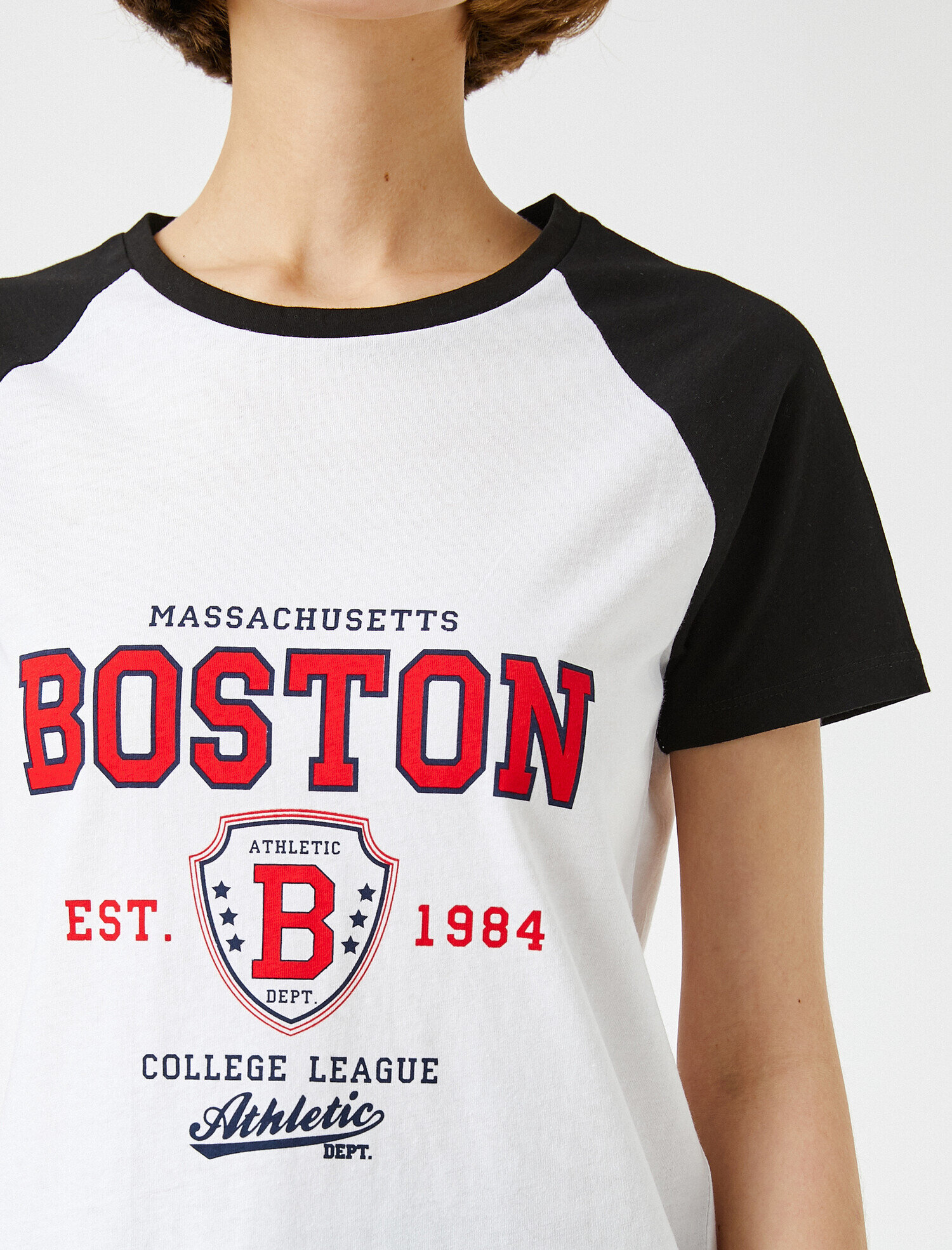   Renk Bloklu Tişört Yazılı Baskılı Pamuklu