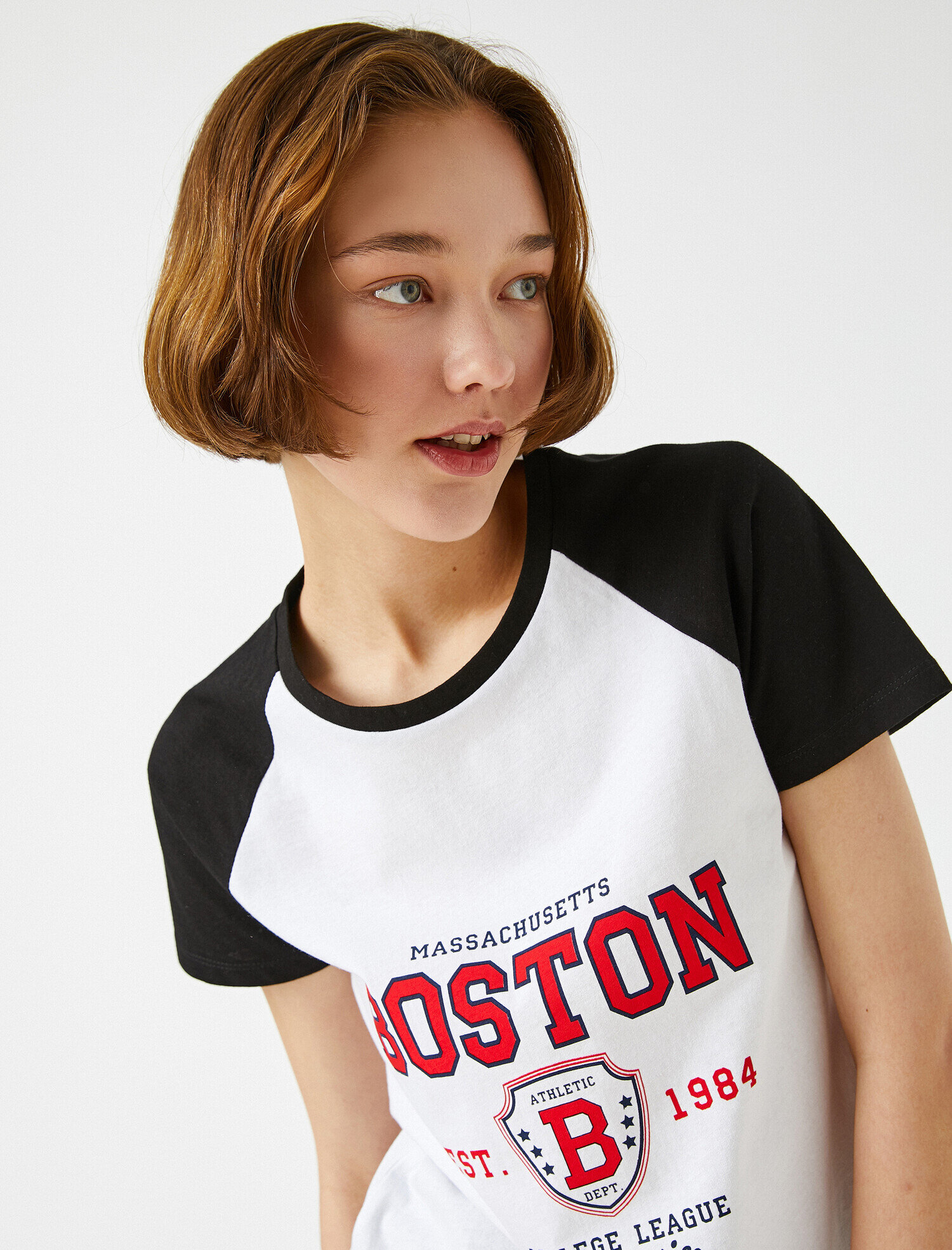   Renk Bloklu Tişört Yazılı Baskılı Pamuklu