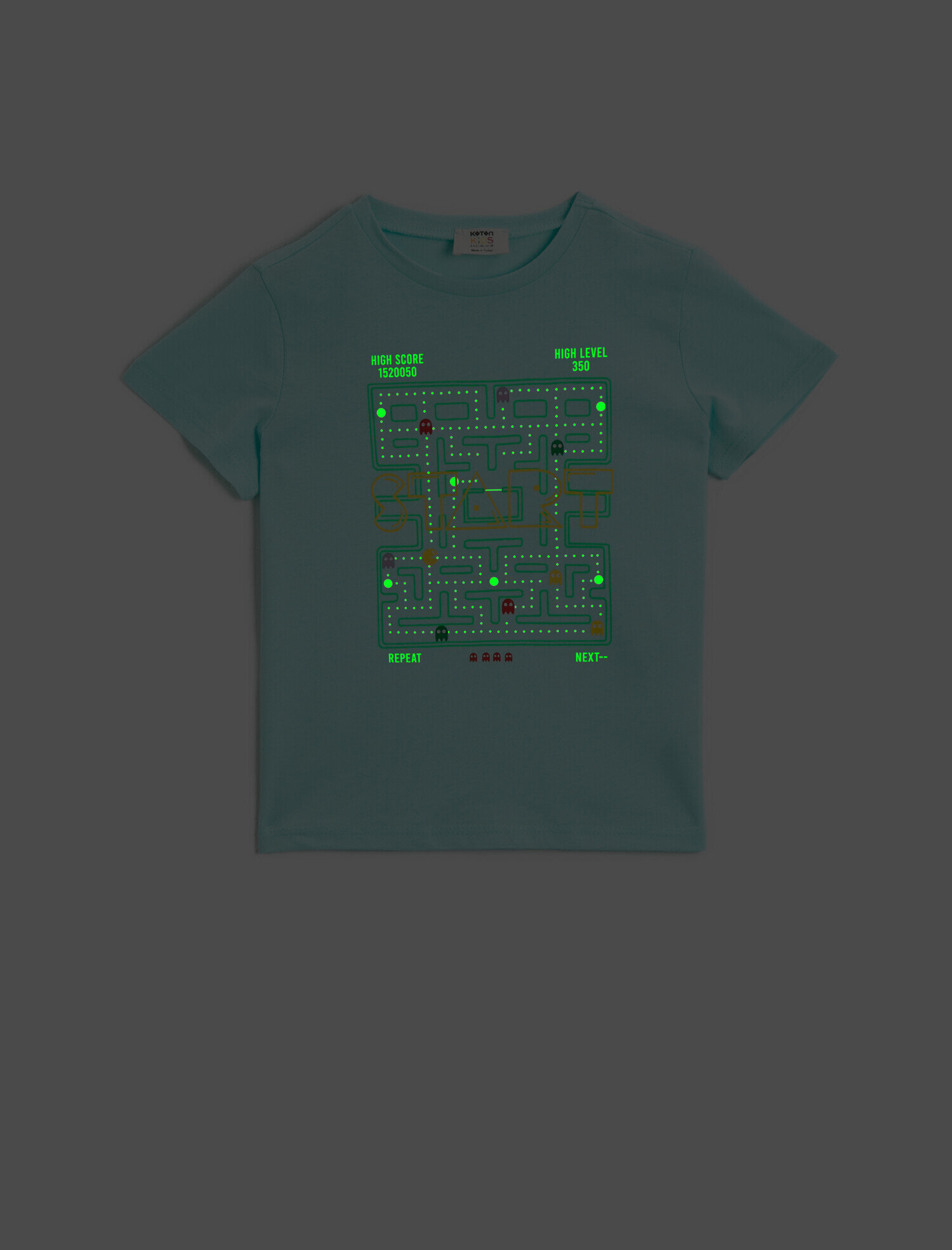  Erkek Çocuk Karanlıkta Parlayan Baskılı Tişört Bisiklet Yaka  Pamuklu