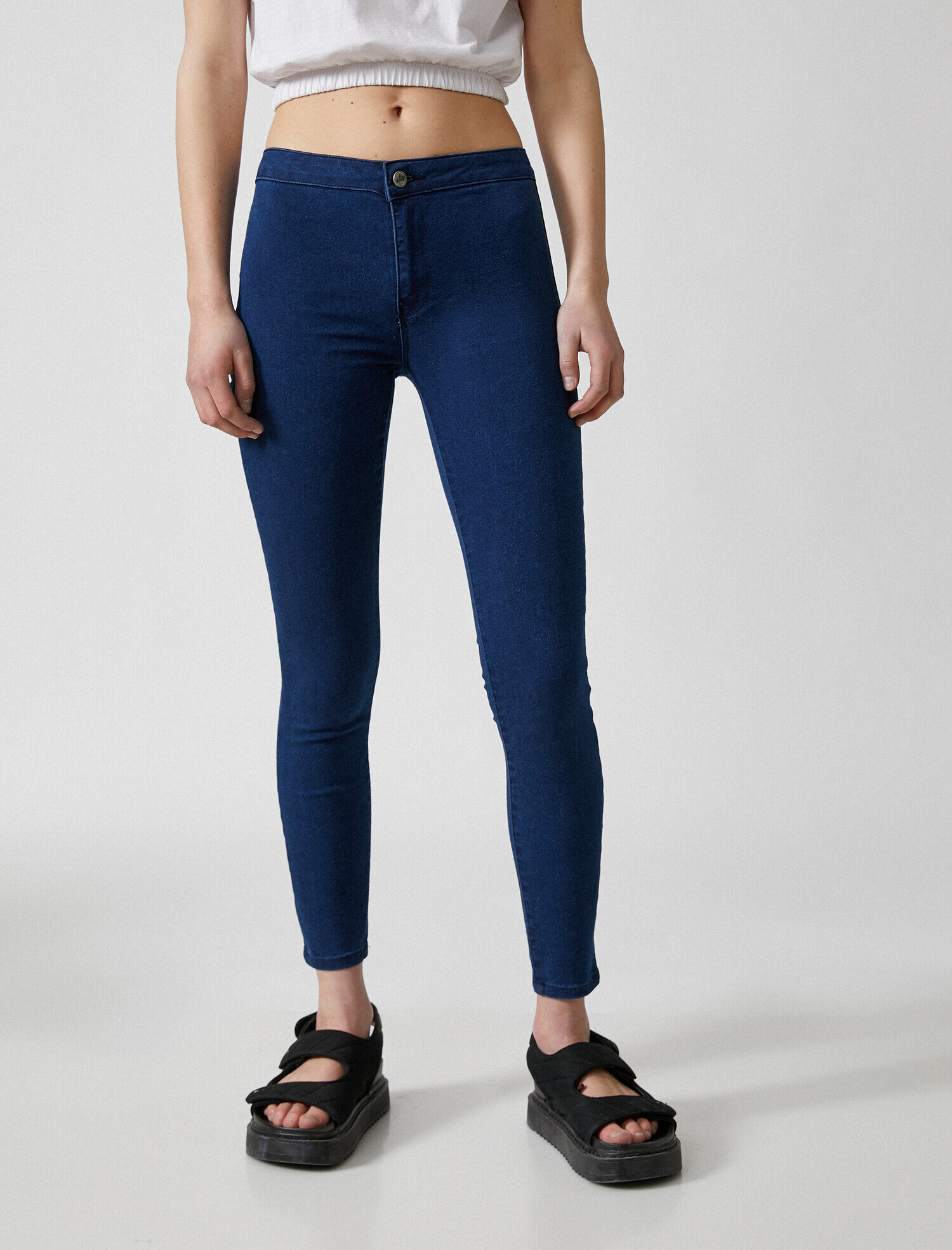 Lacivert Kadın Skinny Fit Jean -Yüksek Bel Dar Kesim Dar Paça