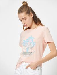 Baskılı Bisiklet Yaka Kısa Kollu Tişört