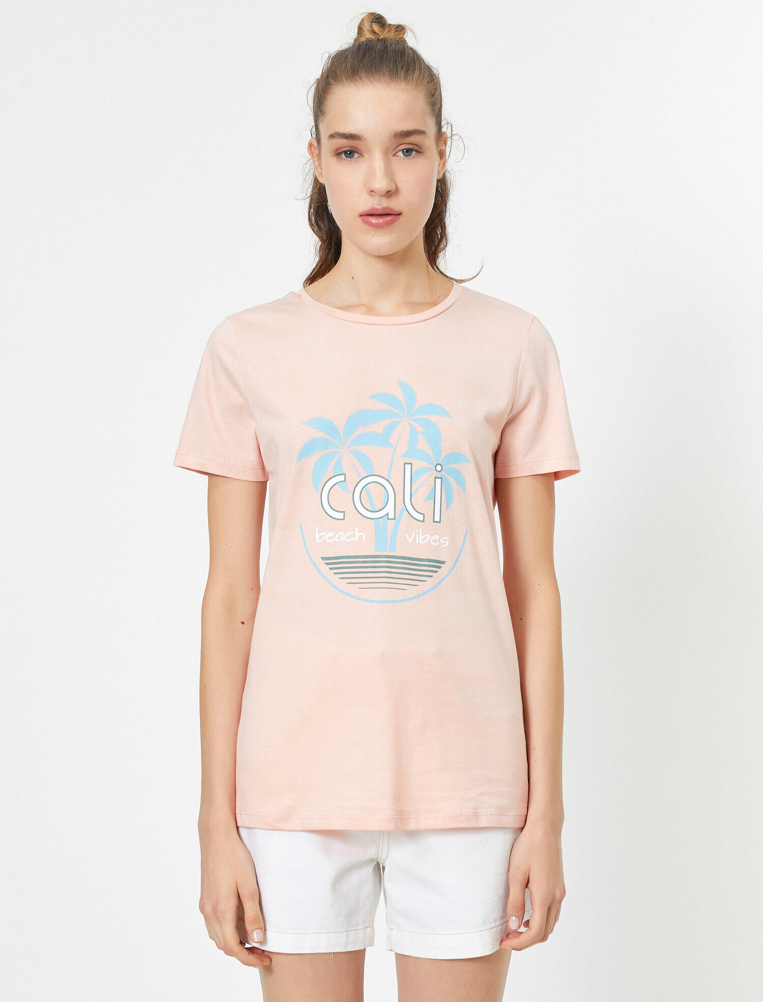   Baskılı Bisiklet Yaka Kısa Kollu Tişört