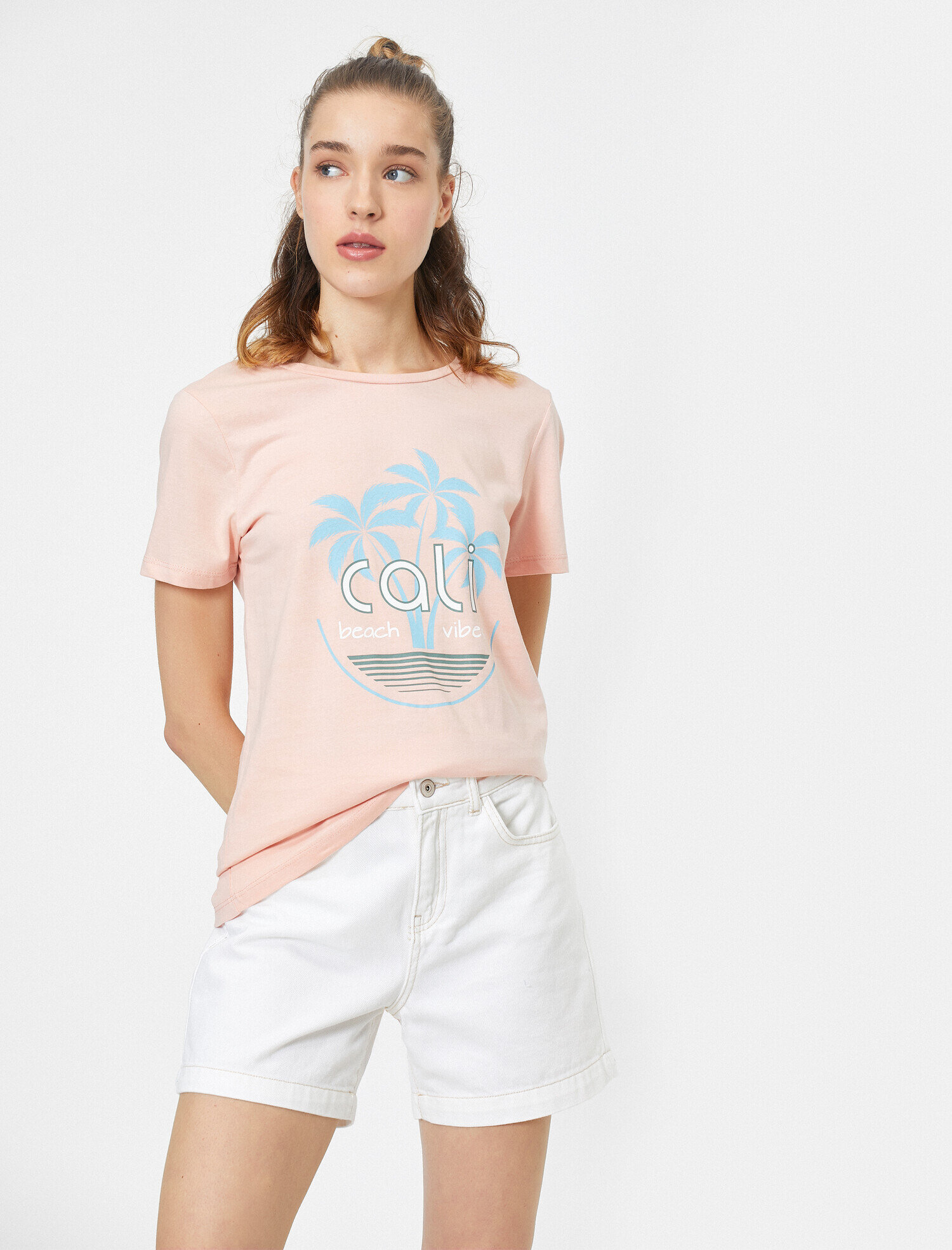   Baskılı Bisiklet Yaka Kısa Kollu Tişört