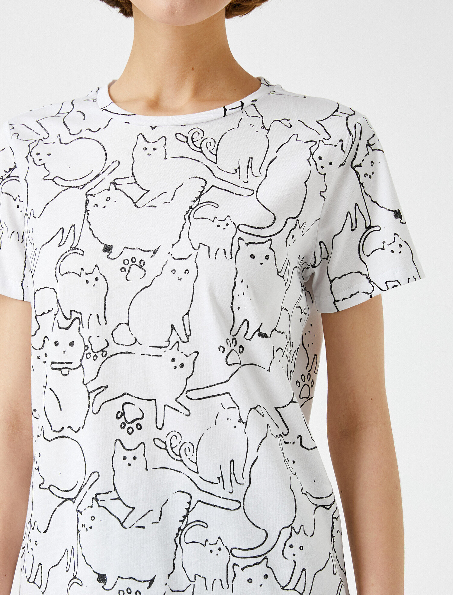   Desenli Tişört Bisiklet Yaka Pamuklu