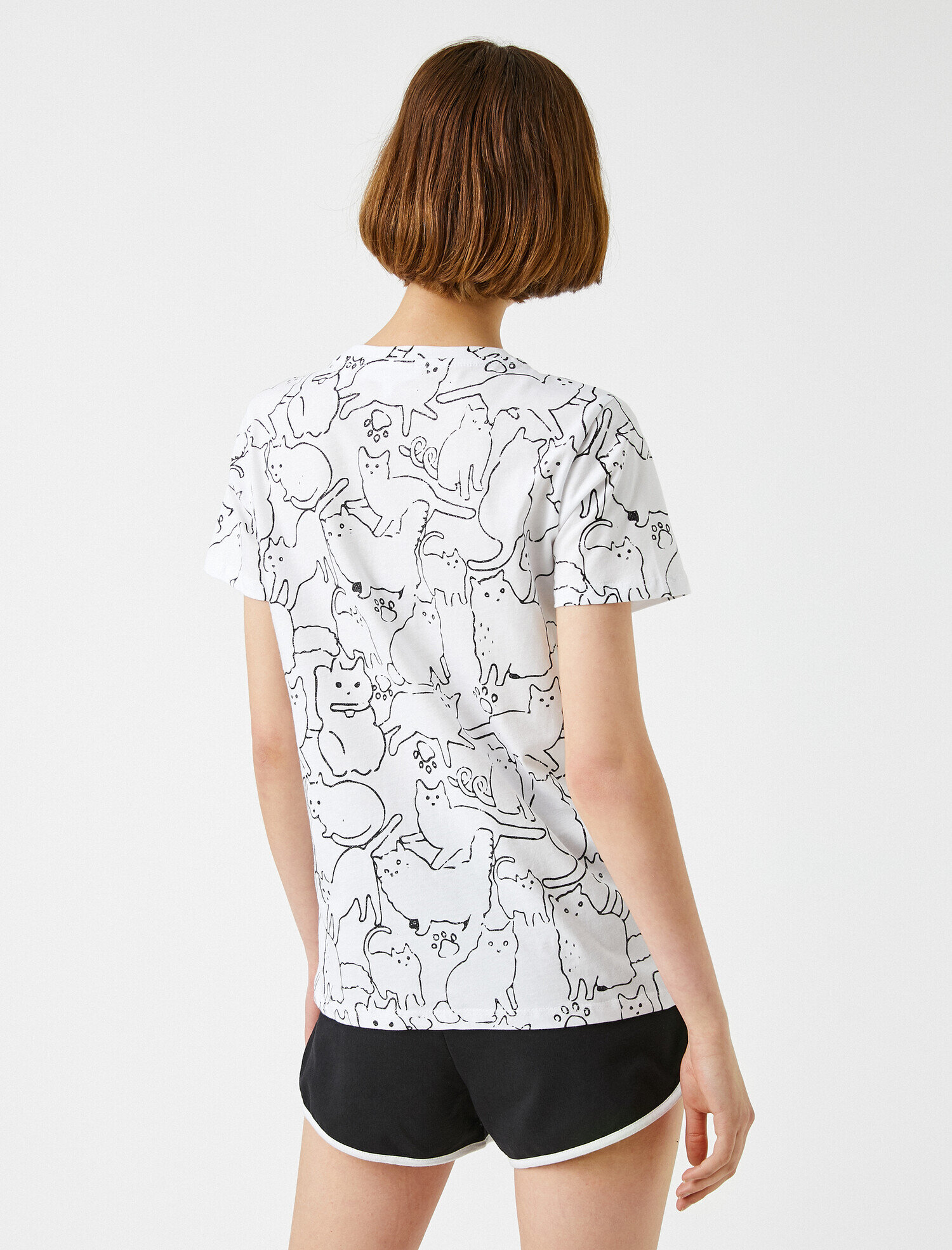   Desenli Tişört Bisiklet Yaka Pamuklu