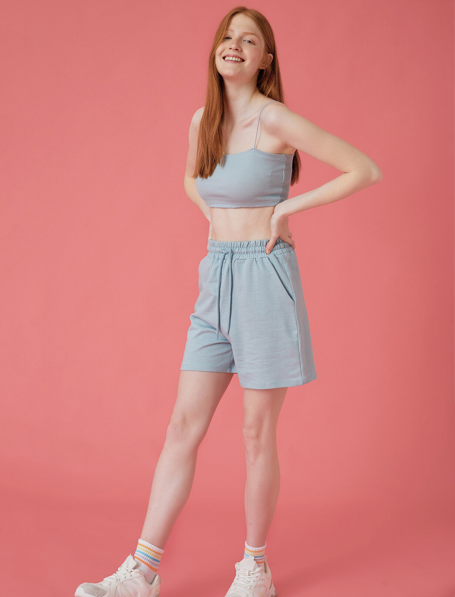   Cepli Şort Belden Bağlamalı Pamuklu